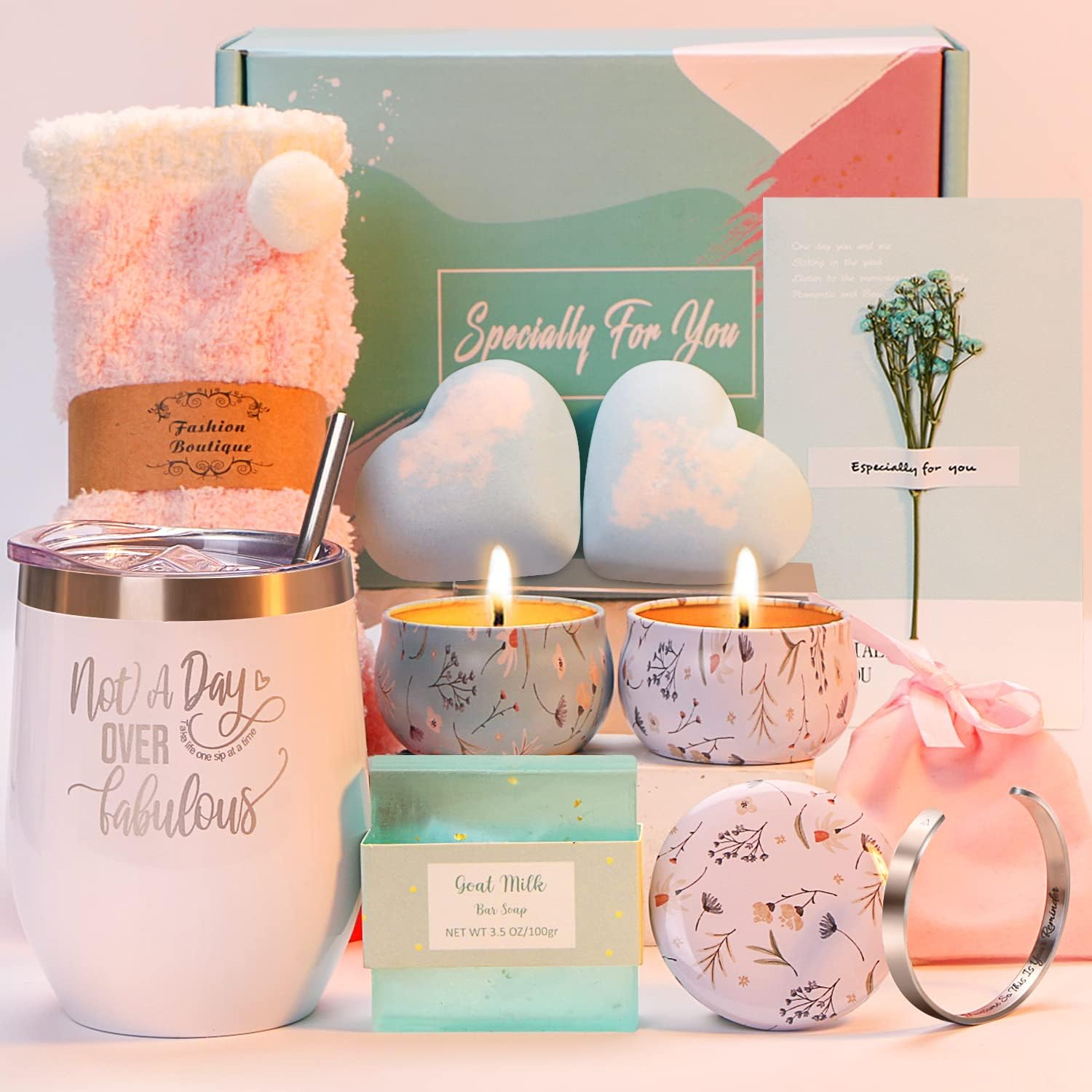 Happy Birthday Gifts for Women, Valentines Day Gifts for Her Mom Sister Best Friend Wife Coworker Teacher, Spa Gift Basket for Women Gift Box, Unique Birthday Gift Ideas for Women Who Have Everything