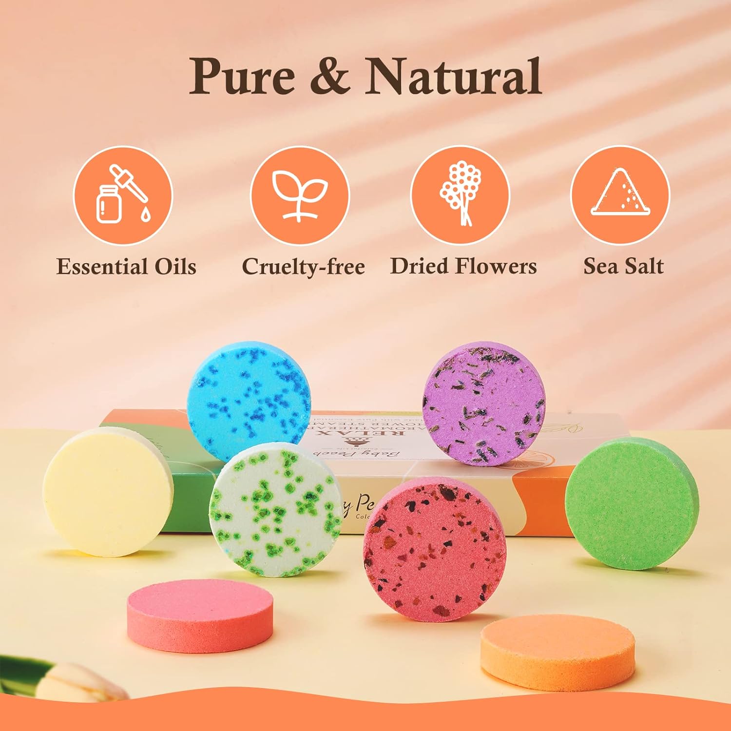 Shower Steamers Aromatherapy 6 Packs Shower Tablets with Essential Oil for Home SPA & Self Care, Stress Relief, Birthday Gifts for Women and Men, Eucalyptus Shower Bath Bombs - BABYPEACH