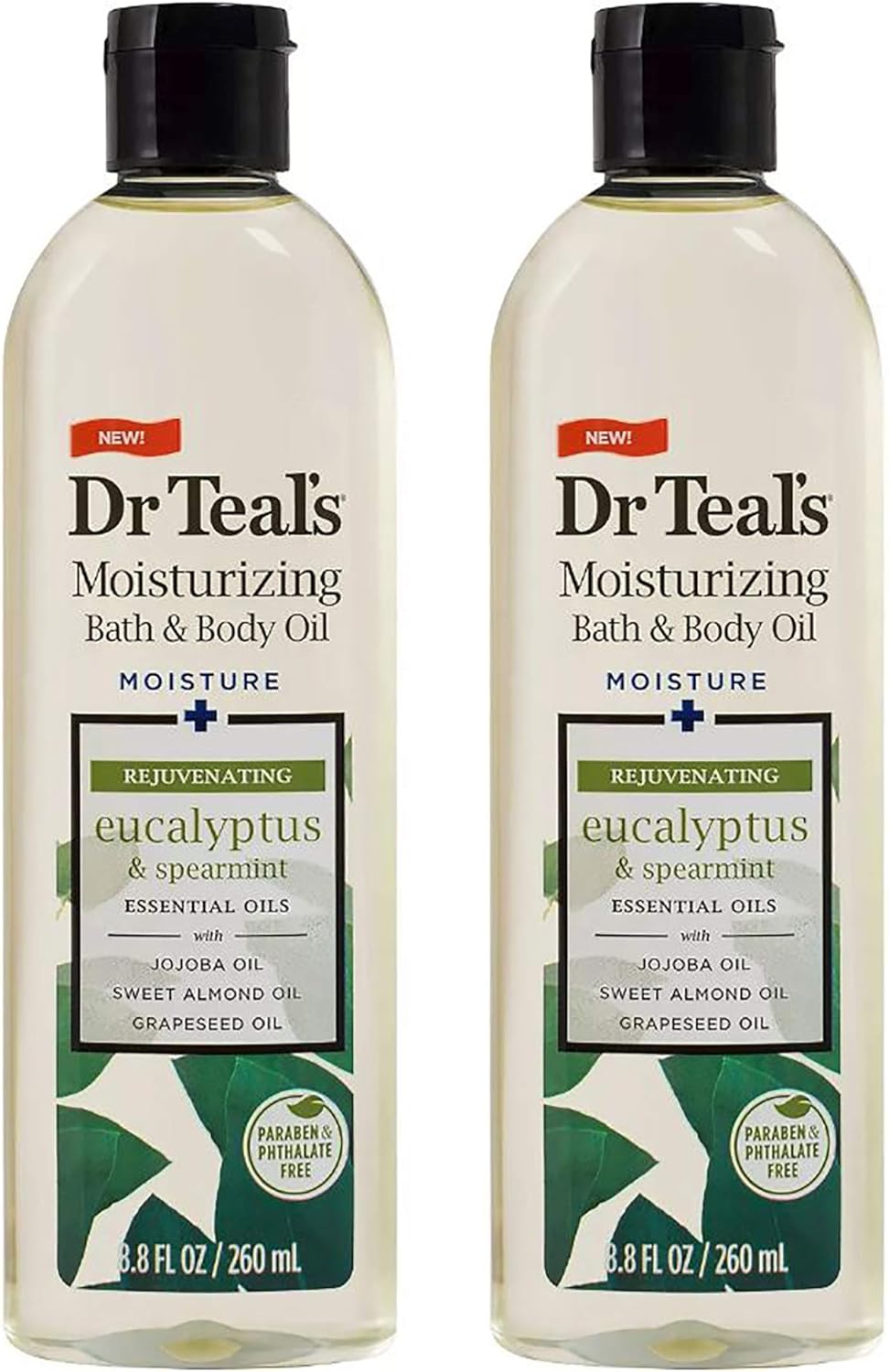 Dr. Teals Bath & Body Oil Gift Set (2 Pack, 8.8oz Ea.) - Rejuvenating Eucalyptus & Spearmint Blended with Pure Epsom Salt - Essential Oils Hydrate Skin & Alleviates Daily Stress at Home