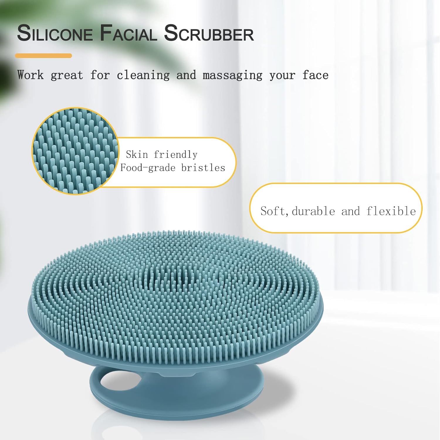 INNERNEED Food-Grade Soft Silicone Body Scrubber Shower Brush Handheld Cleansing Skin Brush, Gentle Exfoliating and Lather Well (Black)