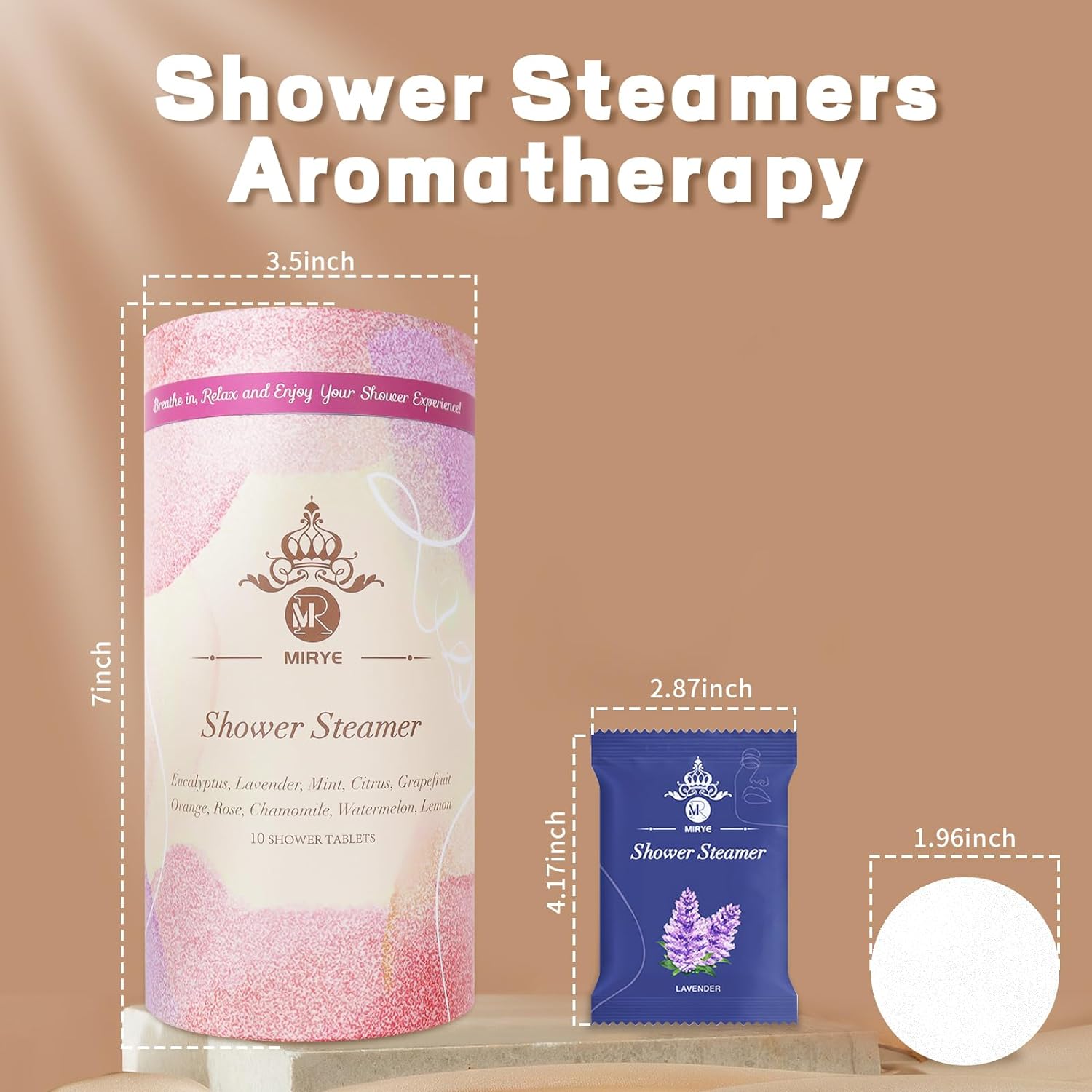 MR MIRYE Shower Steamers Aromatherapy 10 XL - Shower Bombs Organic with Essential Oils, New Year Gifts Stocking Stuffers, Self Care Home SPA Birthday Gifts for Women Men Girl Friend