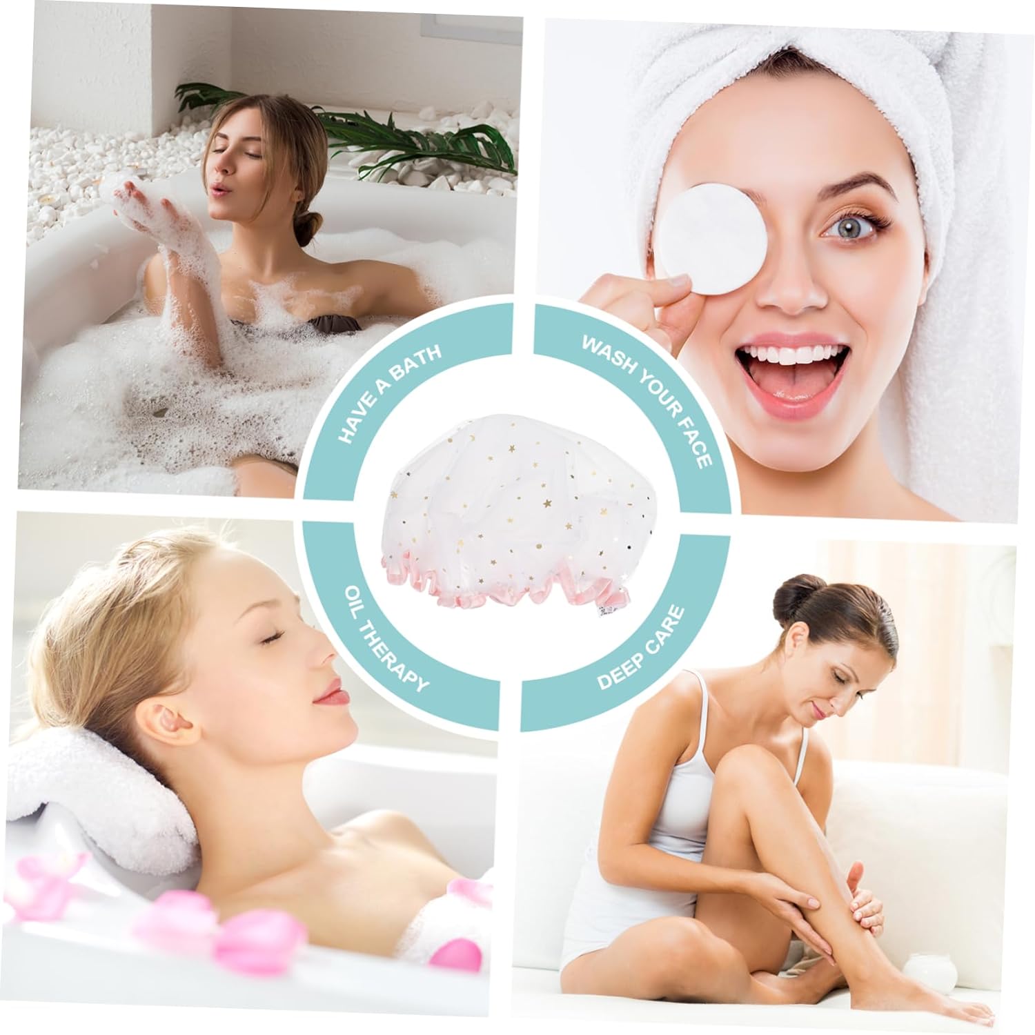 Angoily 2pcs Beauty Hat Women Spa Cap Modern Shower Cap Hair Salon Cap Elastic Bath Caps Chemo Cap Bath Accessories Hair Cap for Shower Spa Hair Caps Girl Hats Satin Hair Mask Miss Muslim