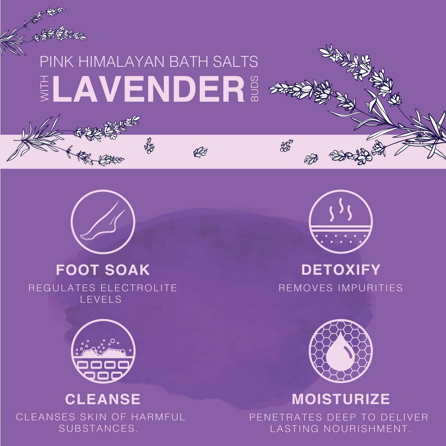 Pink Himalayan Bath Salt with Lavender - 100% Natural Aromatherapy and Relaxation - Lavender Grapefruit Essential Oil Bath Salts for Women Relaxing, Natural & Cleanse, Revitalize & Soothes Skin