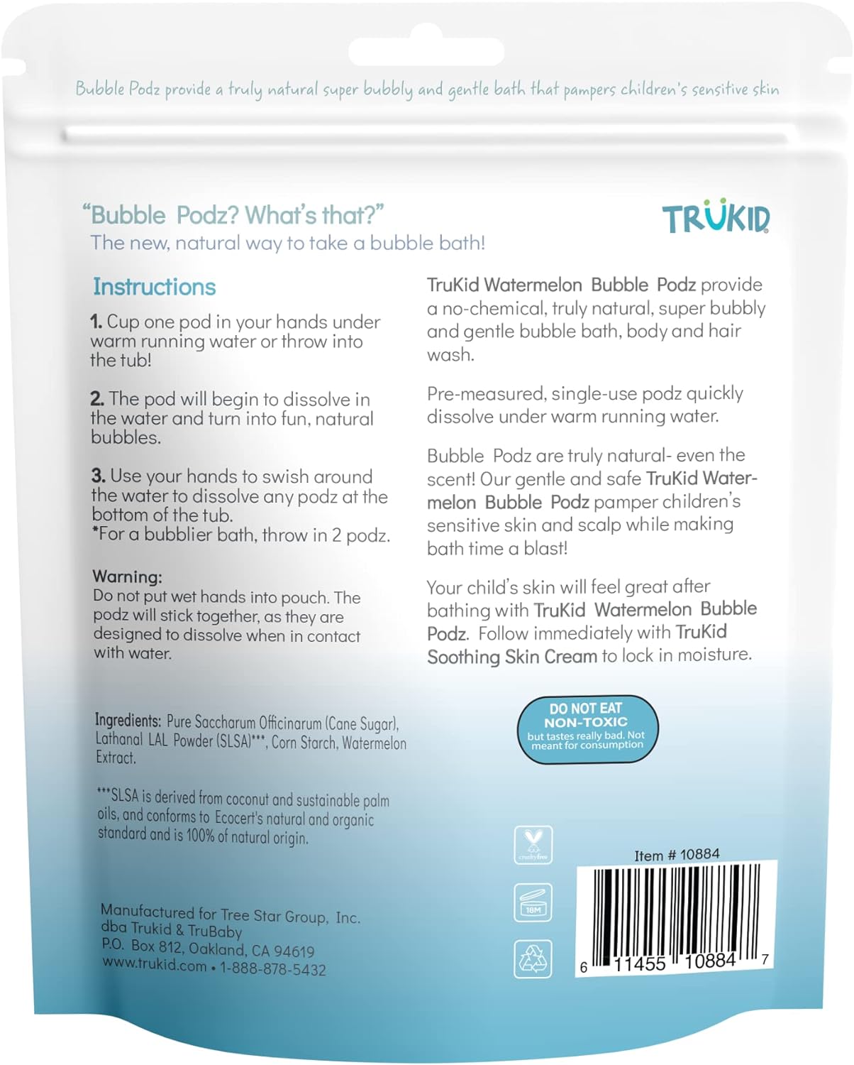 TruKid Bubble Podz for Baby, Refreshing Bubble Bath for Dry, Sensitive & Soft Skin, pH Balanced for Eye Sensitivity, Enriched with Lavender Flower, Lavender Scent, All Natural Ingredients (24 Podz)