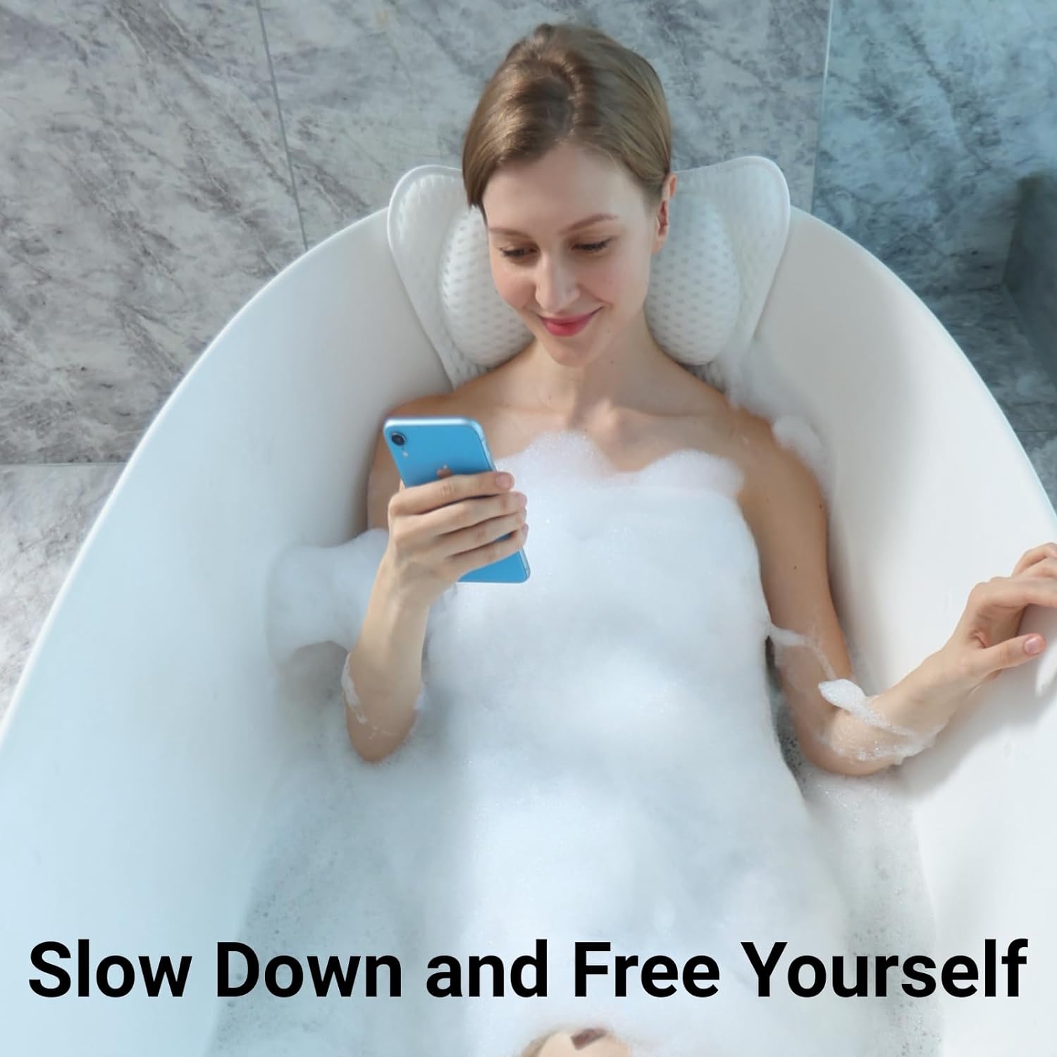 CAICFYIN Soft and Elastic Bath Pillow for Tub Neck and Back Support,Bathtub Pillow Bath Pillow for Tub,Ergonomic Design Luxurious Spa Bath Tub Pillow for Men and Women