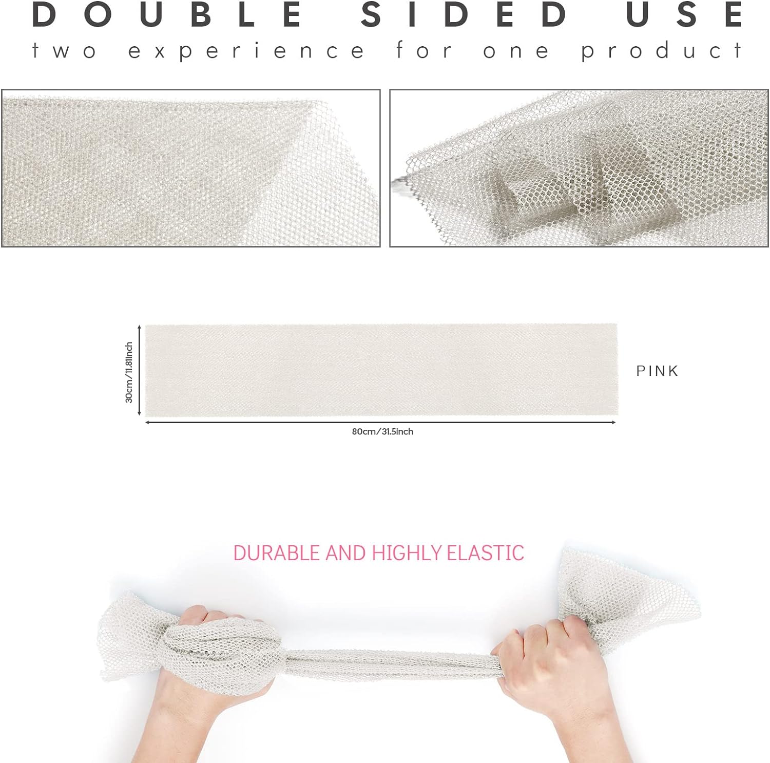 UJFQBH 3 Pieces African Bath Sponge African Net Long Net Bath Sponge Exfoliating Shower Body Scrubber Back Scrubber Skin Smoother,Great for Daily Use (Pink,Yellow,Purple)