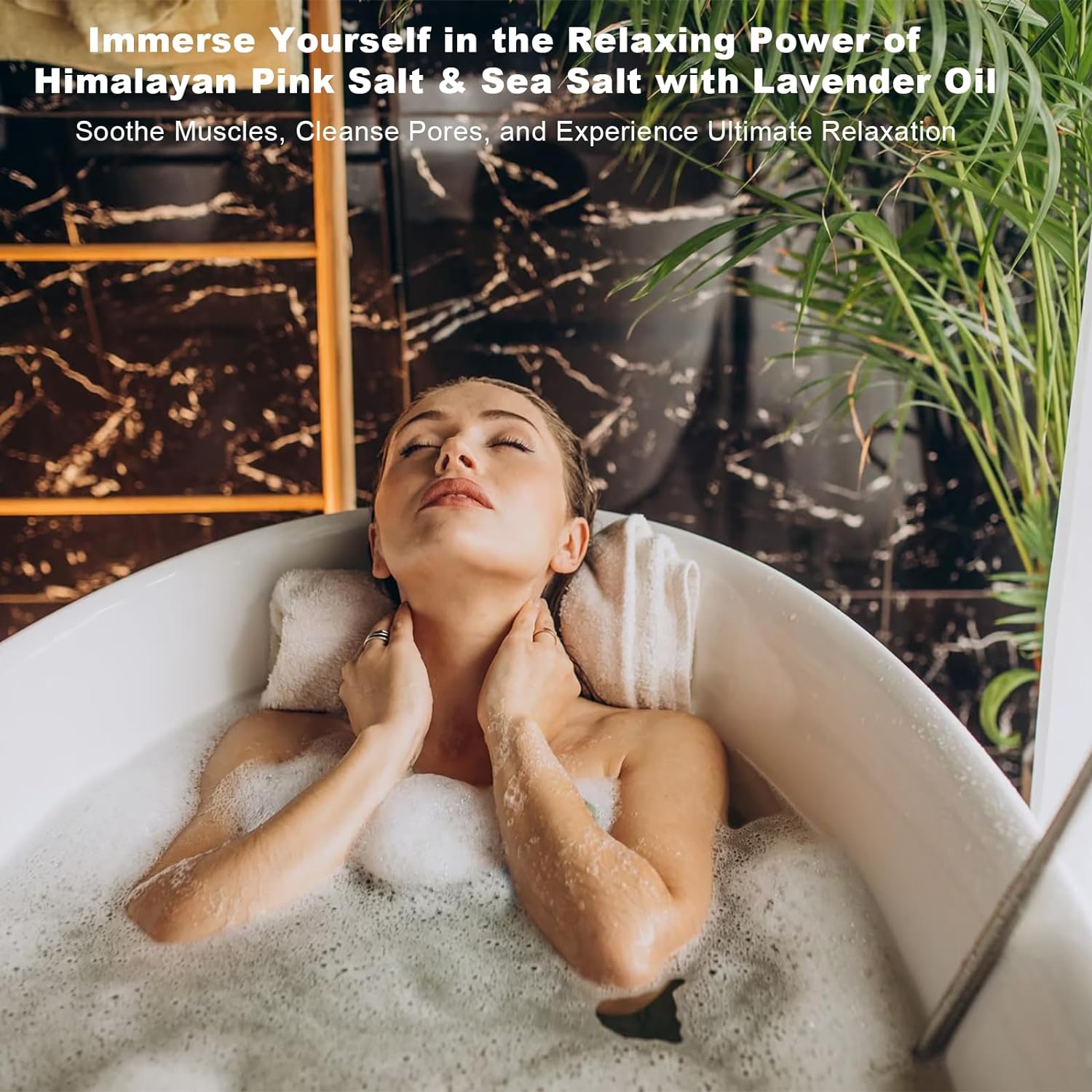 MINSLIS Bath Salts for Women Relaxing, Himalayan Pink Salt with Lavender Oil Essential Oil & Sea Salts 100% Natural Aromatherapy and Relaxation Foot Spa Body for Pain Relief - 15.87 oz