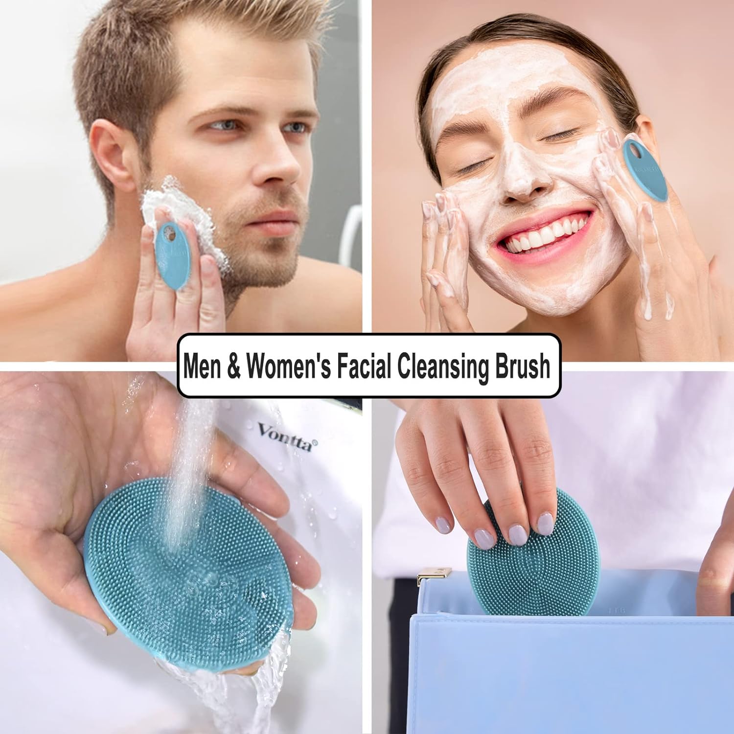 INNERNEED Food-Grade Soft Silicone Body Scrubber Shower Brush Handheld Cleansing Skin Brush, Gentle Exfoliating and Lather Well (Black)