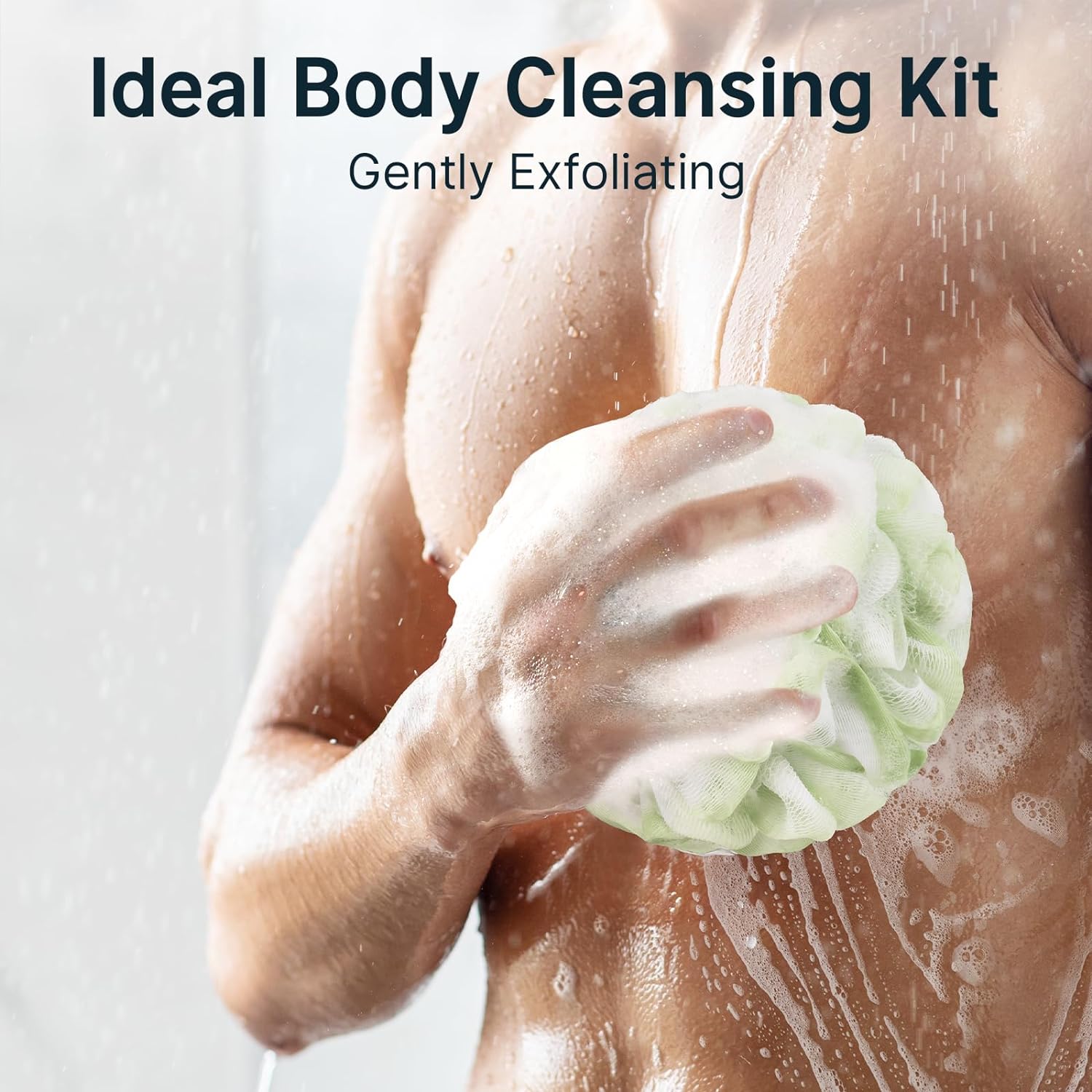 AmazerBath Loofah Sponge, Shower Loofah for Men and Women - Body Scrubber Loofa Set of 3 Classic Black & White Edge, Bath Sponge 60g/PCS