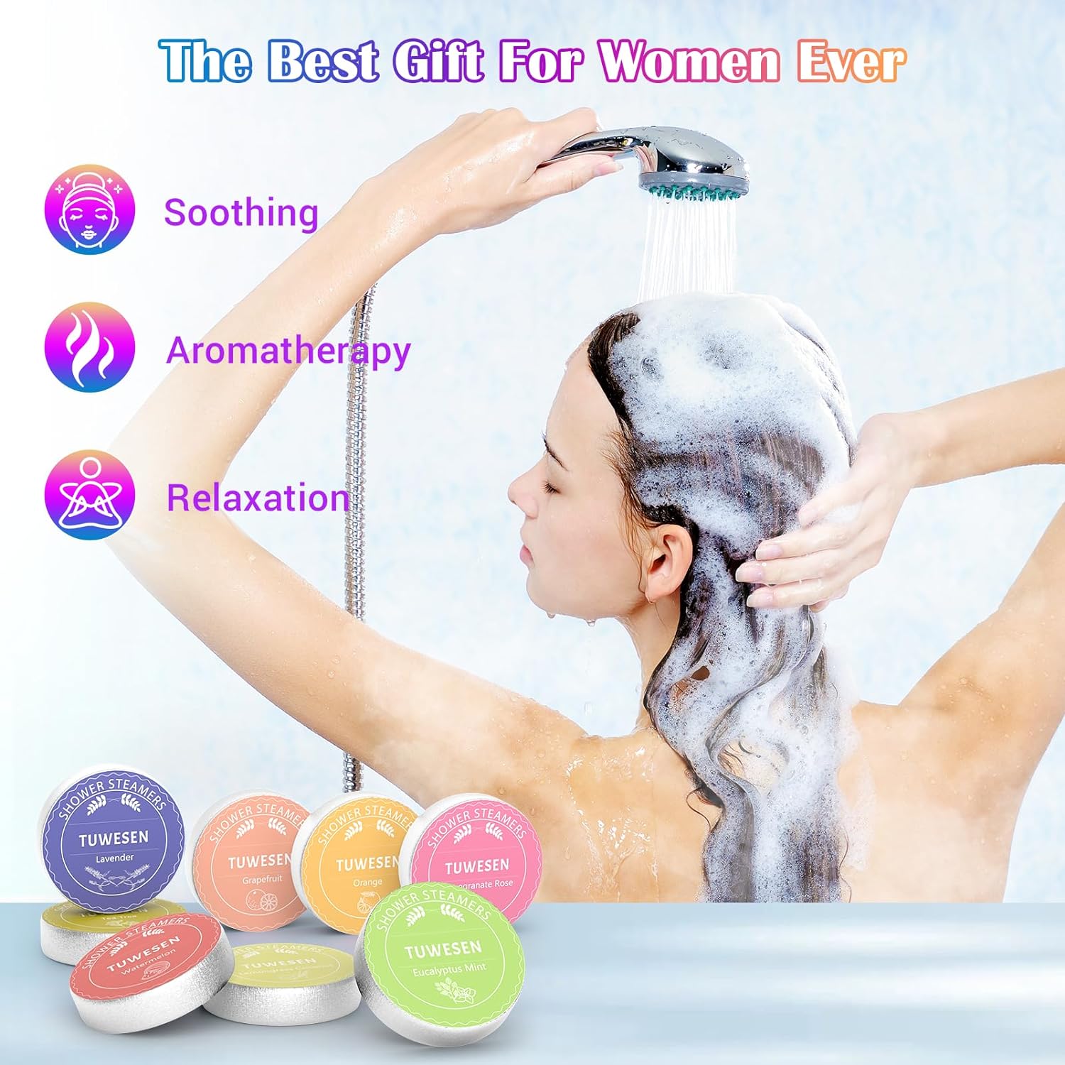 TUWESEN Shower Steamers Aromatherapy, SPA Kit, 8 PCS Shower Steamers for Women, Shower Bombs with Essential Oils-Self Care & Relaxation Birthday Gifts for Women and Men. Purple Romantic Set