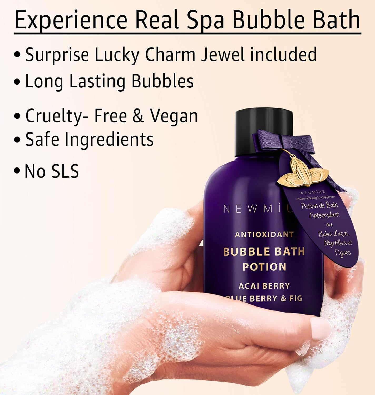 Antioxidant Bubble Bath - Luxury Long Lasting Bubble Bath - SweetAcai Berry Blueberry Fig Essential Oils Detox Hydrating Relaxing Stress Relief - Self Care Spa Gift for Women Birthday Gifts Christmas