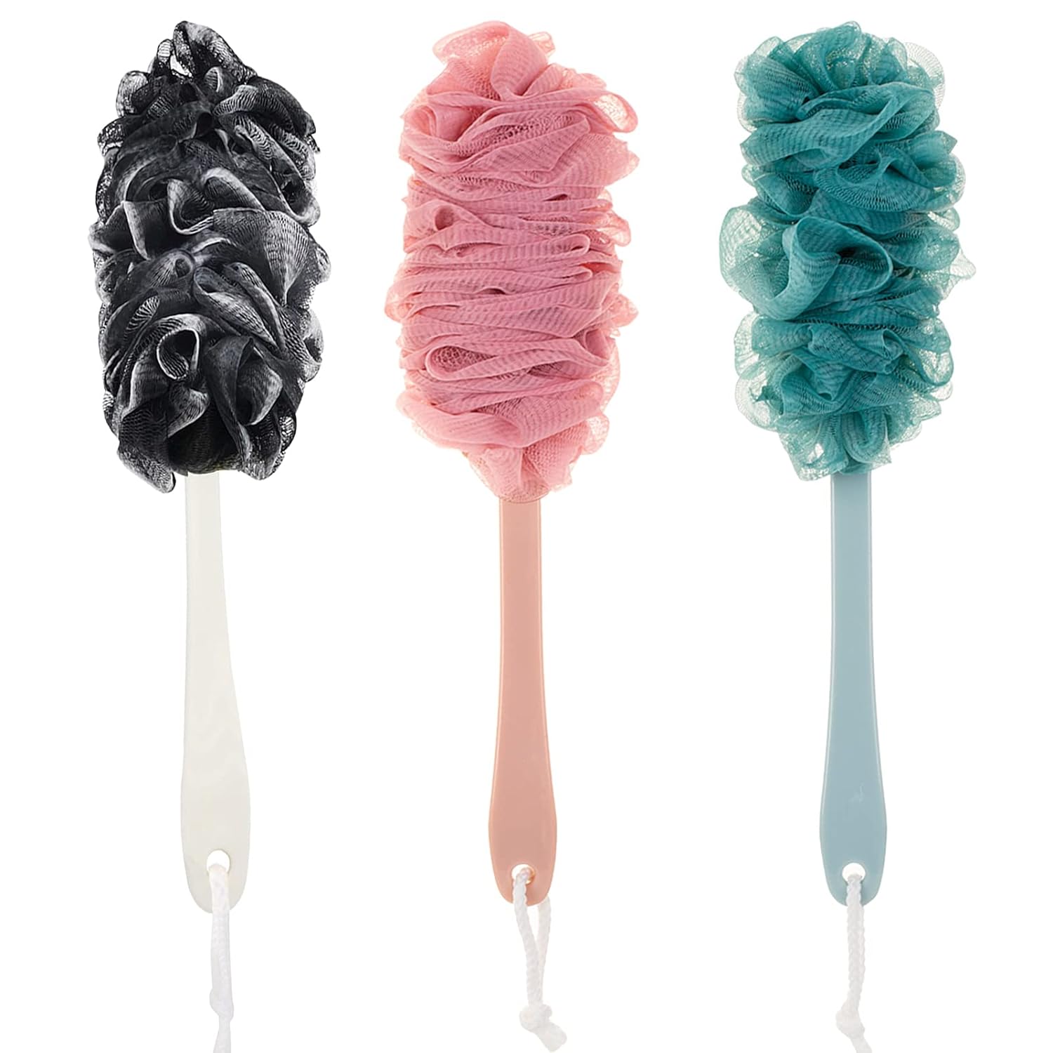 Arswin Back Scrubber for Shower, Loofah Long Handle Bath Body Brush, Soft Nylon Mesh Sponge On a Stick for Shower Men Women Kids Elderly, Exfoliating Scrub Cleaning Luffa for All Kinds of Skin(Blue)