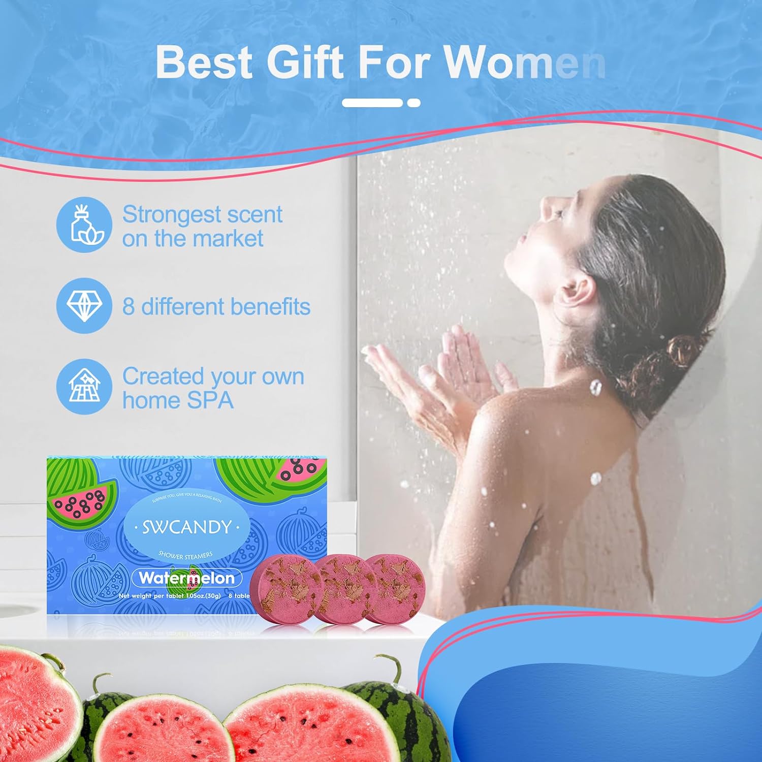 Aromatherapy Shower Steamers Valentines Day Gifts for her - Swcandy 8 Pcs Bath Bombs Valentine's Day Gifts for Women, Shower Bombs Self Care with Essential Oils, Relaxation Home SPA Lavender