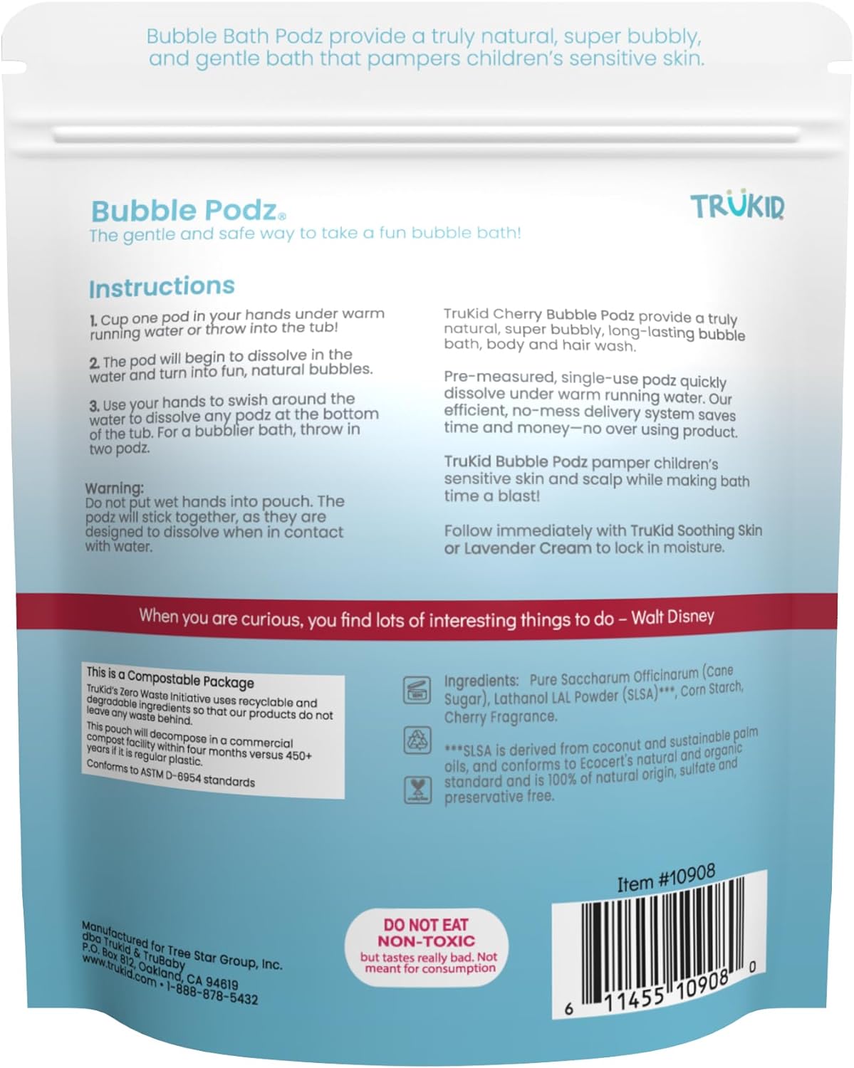 TruKid Bubble Podz for Baby, Refreshing Bubble Bath for Dry, Sensitive & Soft Skin, pH Balanced for Eye Sensitivity, Enriched with Lavender Flower, Lavender Scent, All Natural Ingredients (24 Podz)