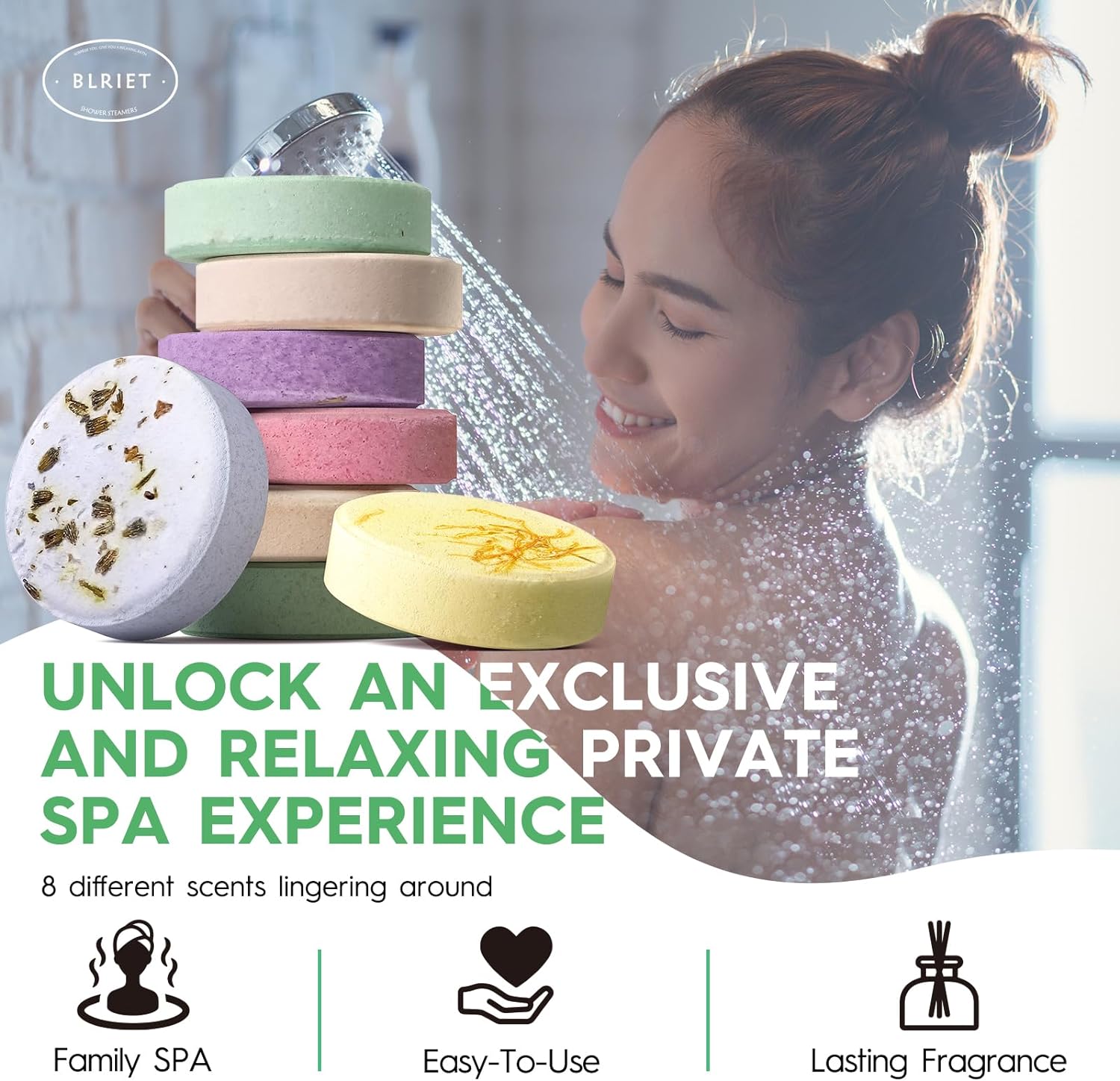 Shower Steamers Aromatherapy Christmas Gifts Stocking Stuffers for Women 8 PCS, BLRIET Shower Bombs Birthday Gift for Mom with Lavender Natural Essential Oils, Self Care & Relaxation Gifts for Lover