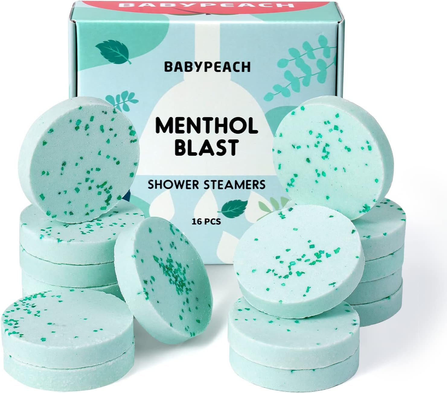 Shower Steamers Aromatherapy 6 Packs Shower Tablets with Essential Oil for Home SPA & Self Care, Stress Relief, Birthday Gifts for Women and Men, Eucalyptus Shower Bath Bombs - BABYPEACH