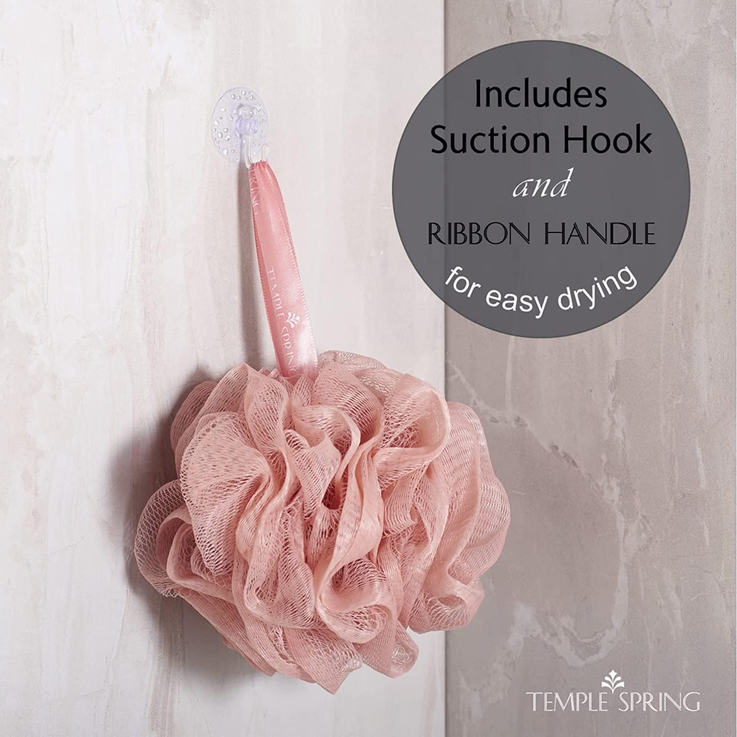 Shower Loofahs - 3 pack Natural Recycled Shower Poufs and Skin Scrubber Set for Men and Women - Exfoliating Body Bath Scrunchies Sponges for Bathroom & Shower