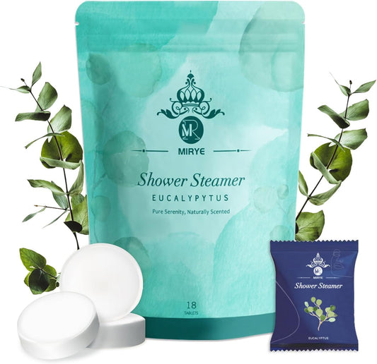MR MIRYE Eucalyptus Shower Steamers 18 Pack XL, Shower Steamer Aromatherapy Christmas Gifts for Women, Shower Bombs with Essential Oils-Self Care & Relaxation Birthday Gifts for Women and Men
