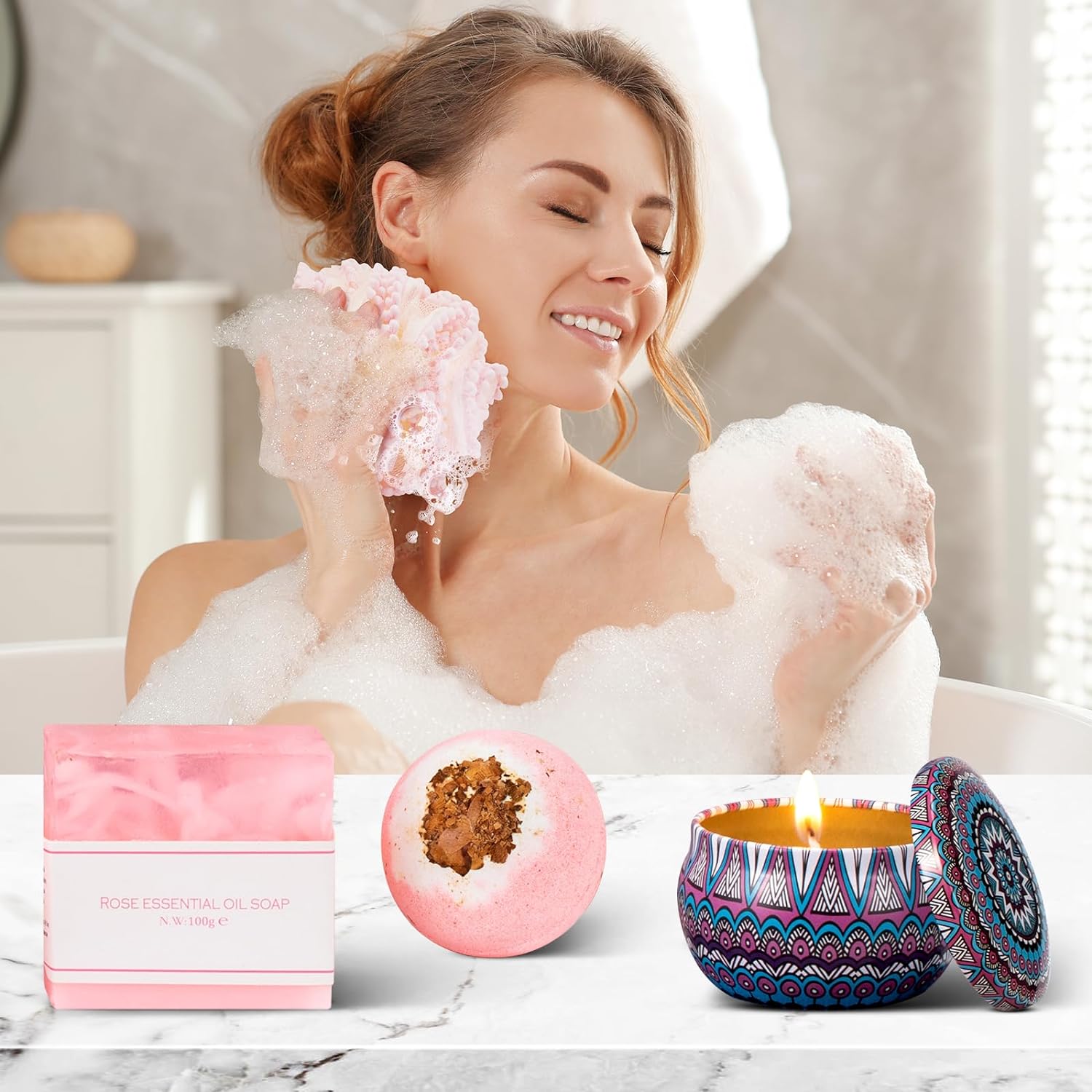 Birthday and Valentine's Day Gift Sets for Women - Get Well Soon Spa Gift Basket for Friend, Mother, Wife, Sister. Relaxation Gifts for Her.