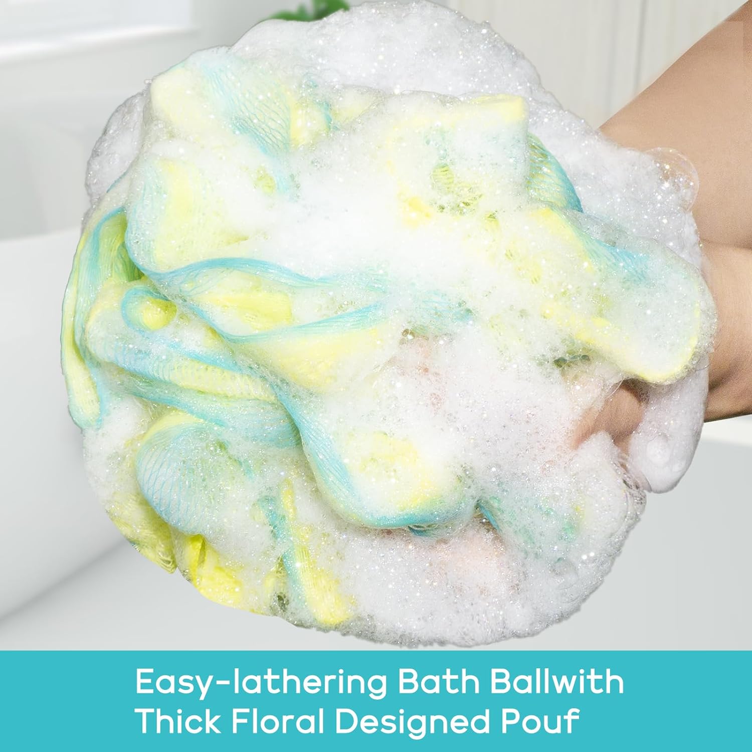 Multi Color Optional Shower Ball Soft Sponge Scrubbing, Exfoliating and Skincare Removing Bath Sponge Luffa Body Scrub Cotton Mesh Bag Shower Ball Exfoliating Bath Sponge3Pack (65g/pcs)