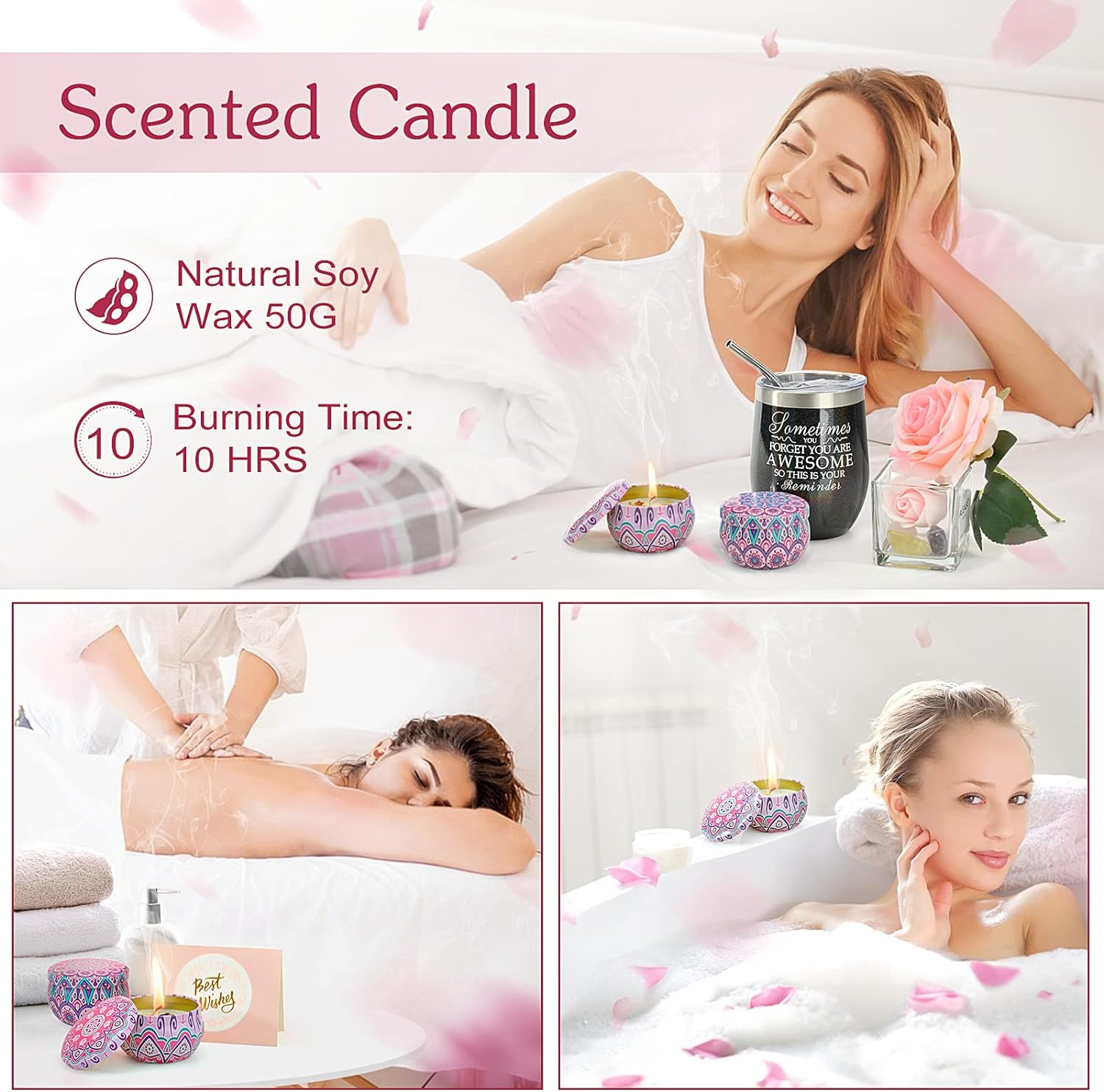 Psukhai Birthday Gifts for Women, Gifts for Mom, Gifts for Her, Wife, Girlfriend, Sister, Friends, Christmas, Valentine's Day, Mothers Day Gifts Personalized Relaxing Spa Gift Basket Set for Women