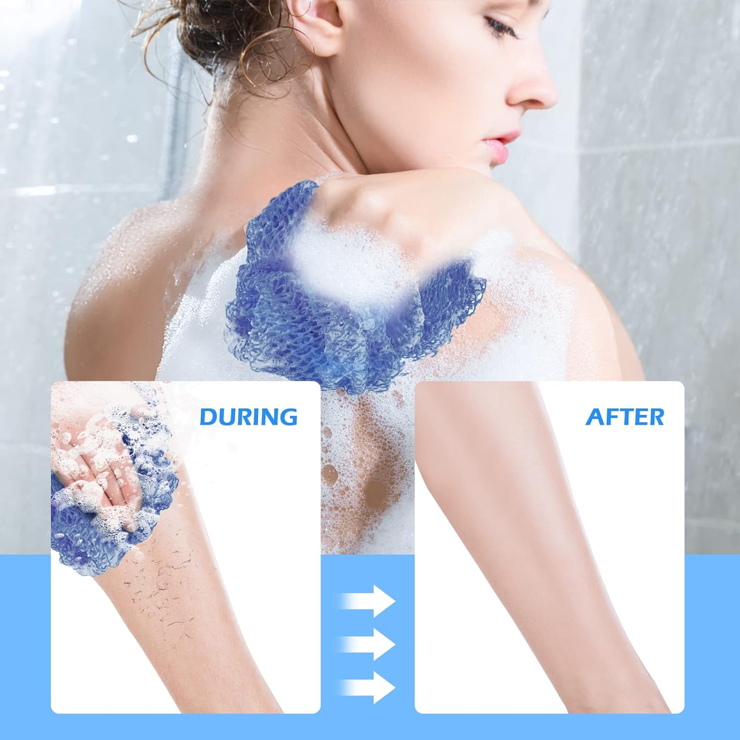 2 Pieces African Net Sponge, African Exfoliating Net Rip-Resistant Loofah Exfoliating, Body Back Scrubber for Shower, Authentic Long Nylon Exfoliating Back Washcloth Towel for All Skin