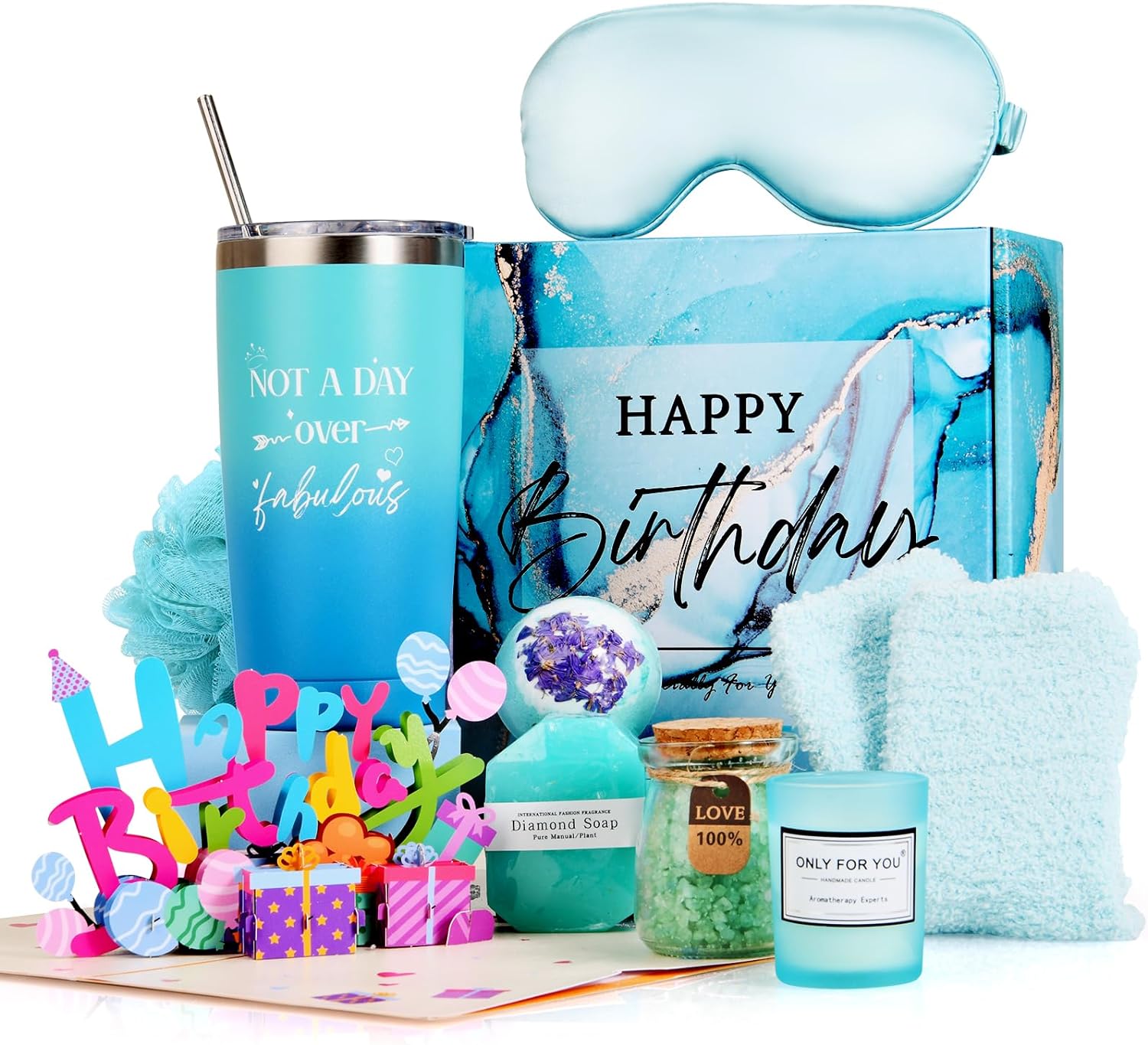Healemo Happy Birthday Gifts for Women - Birthday Gift Baskets for Women Friendship Sister Girlfriend Mom, Bath Relaxing Spa Presents Set for Woman, Unique Gifts Box for Women Who Have Everything