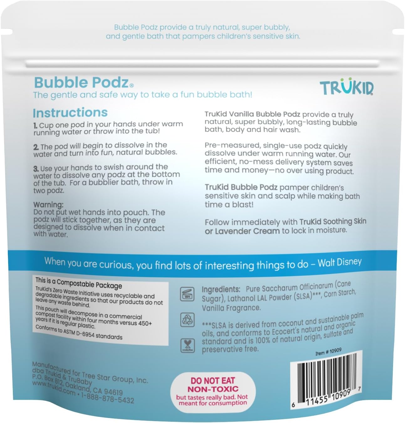 TruKid Bubble Podz for Baby, Refreshing Bubble Bath for Dry, Sensitive & Soft Skin, pH Balanced for Eye Sensitivity, Enriched with Lavender Flower, Lavender Scent, All Natural Ingredients (24 Podz)