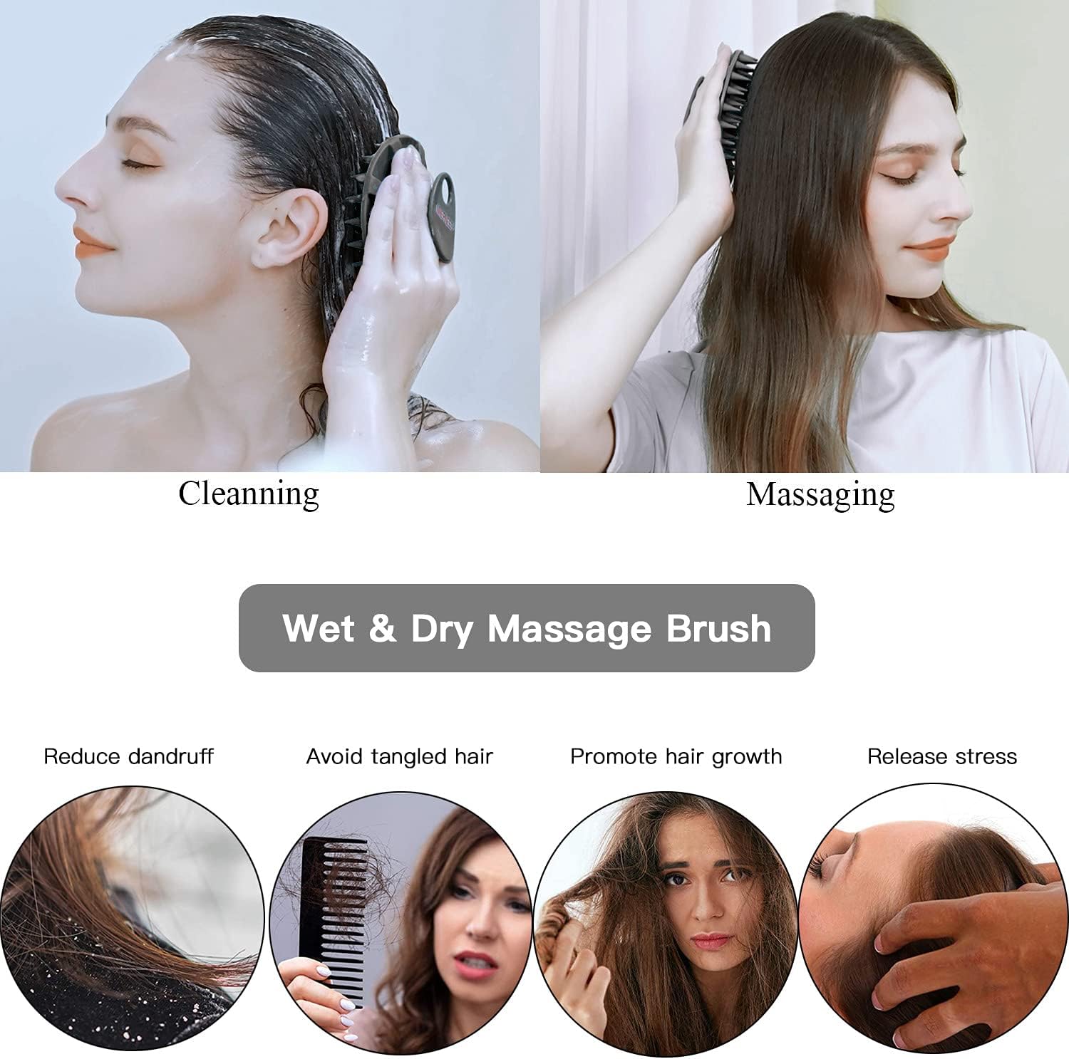 INNERNEED Food-Grade Soft Silicone Body Scrubber Shower Brush Handheld Cleansing Skin Brush, Gentle Exfoliating and Lather Well (Black)