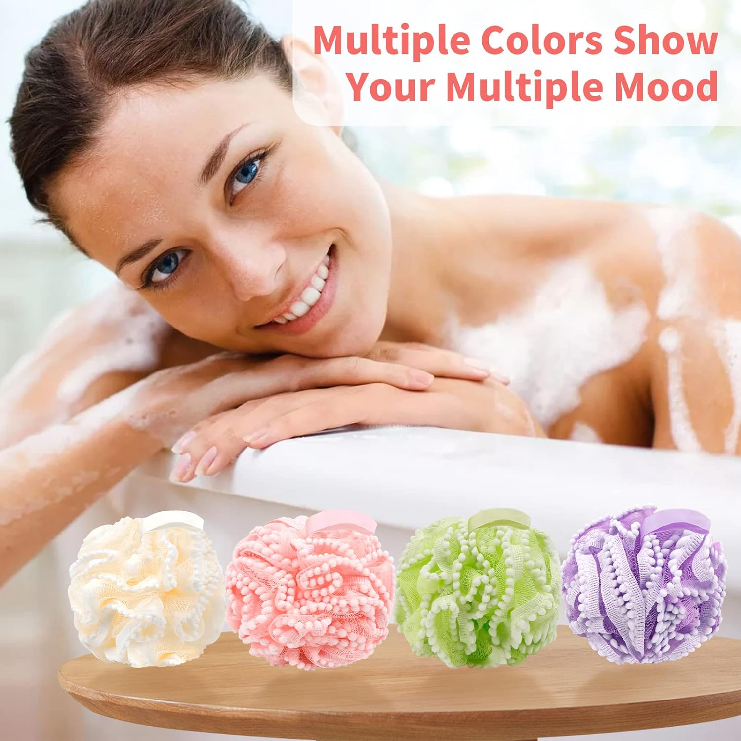 BCKENEY Bath Shower Sponge Soft Mesh Poufs Shower Loofah Ball Body Wash Scrubber Bath Sponge for Women and Men Soothing Face & Body Exfoliator (2Pcs 60G Luxury)