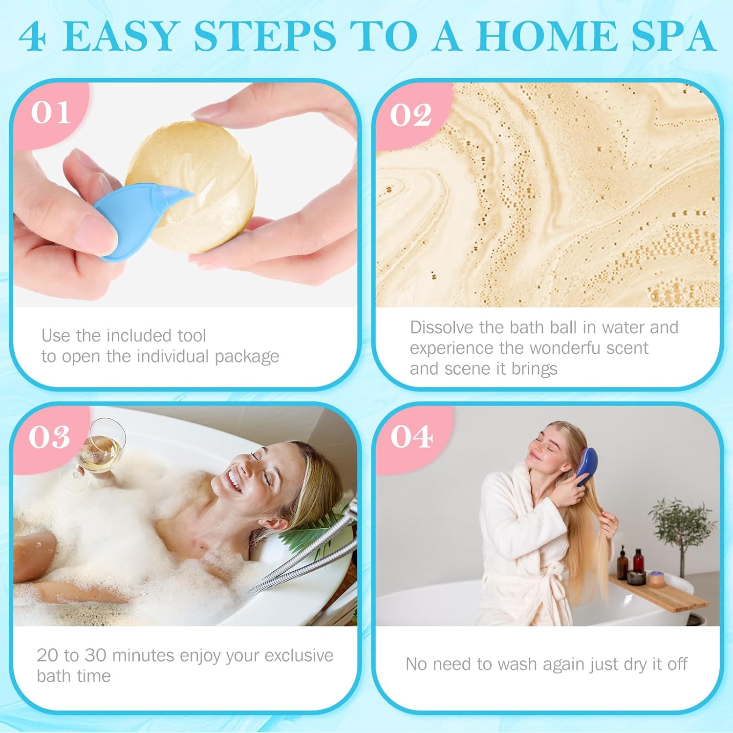 BlissfulOasis Bath Bombs Gift Set, 7 Packs Bubble Fizzies Relaxation Gifts with Shea Butter, Dry Skin Moisturize, Birthday, Valentine’s Gifts for Women, Mother, Wife, Girlfriend