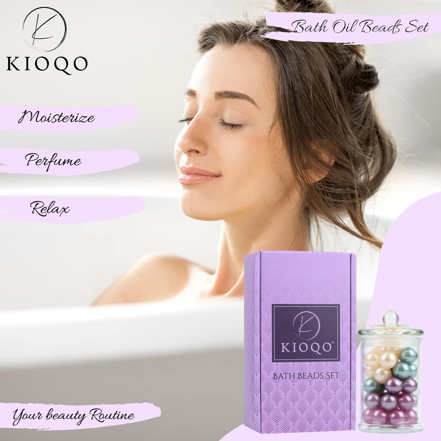 KIOQO Bath Oil Beads for tub 90s | Bath Pearls Beads with Oil Bulk | Bath Oil Pearls | 100% Natural Bath Oil Pearl for Bathtub Gift Set | Pack of 40