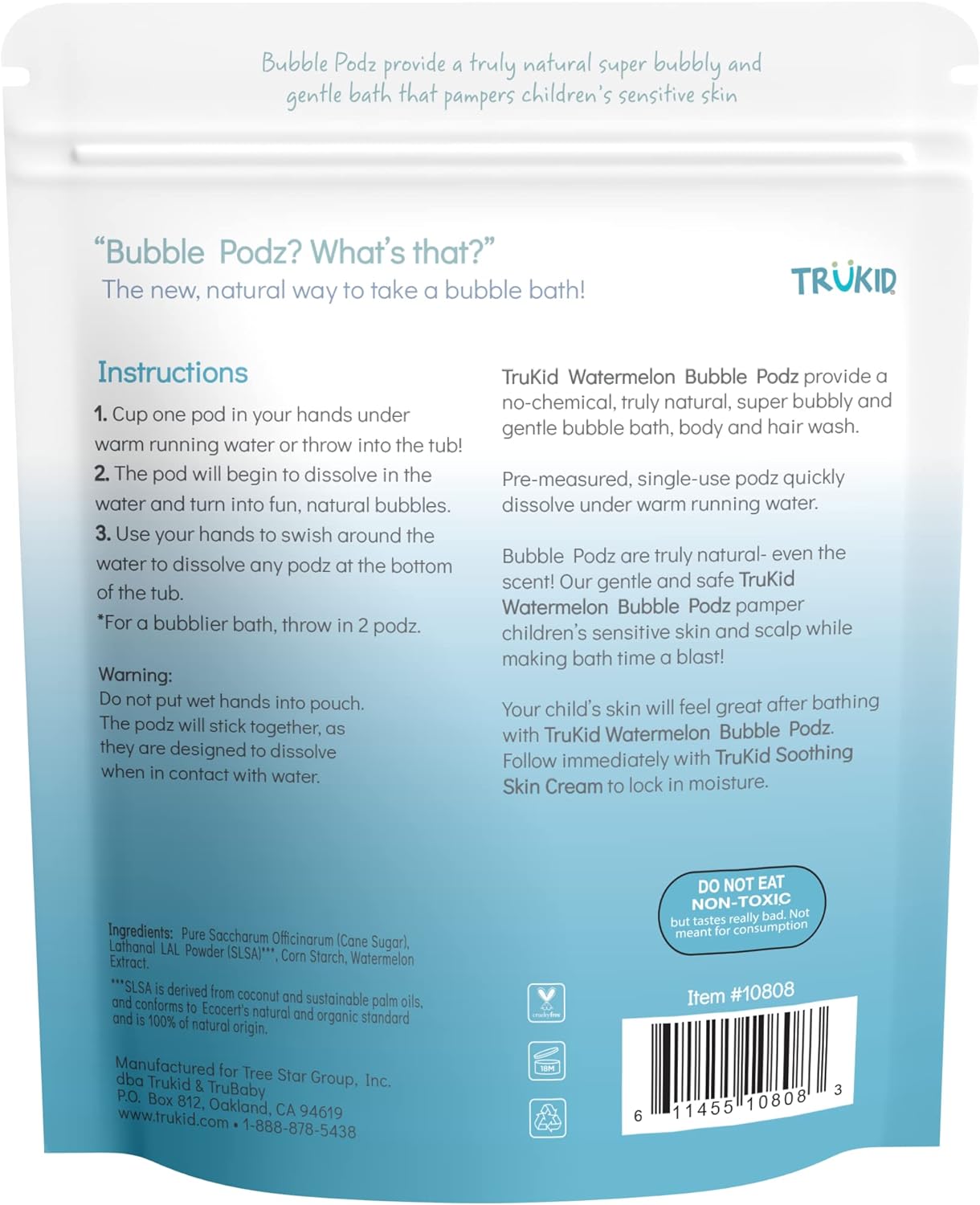 TruKid Bubble Podz for Baby, Refreshing Bubble Bath for Dry, Sensitive & Soft Skin, pH Balanced for Eye Sensitivity, Enriched with Lavender Flower, Lavender Scent, All Natural Ingredients (24 Podz)