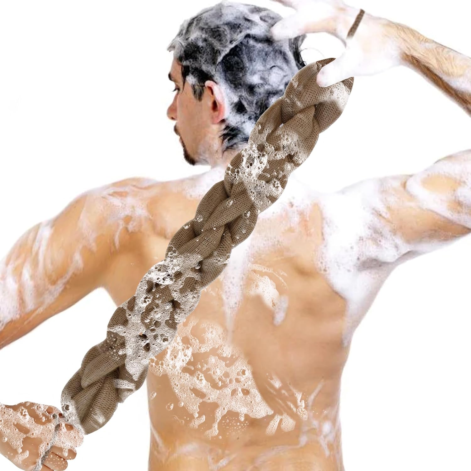 BCKENEY Bath Loofah Shower Sponge Soft Mesh Loofah Body Scrubber with Long Loofah Bath Sponge for Men Women Body Wash Exfoliator Shower Puffs