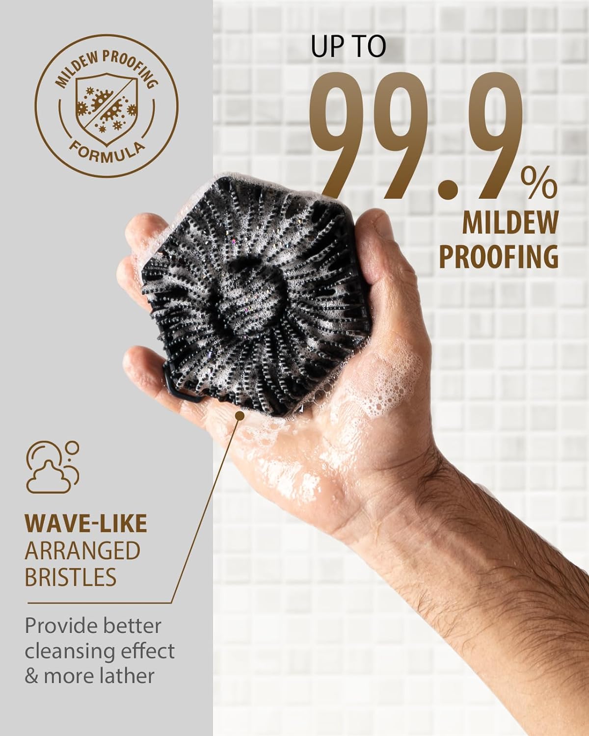 Silicone Body Scrubber for Men & Women, Exfoliating Body Scrubber in Shower, Gentle & Effective Bathroom Silicone Loofah with Easily Lather Bristles and Anti-slippery Handles for All Skin Types (1pcs)