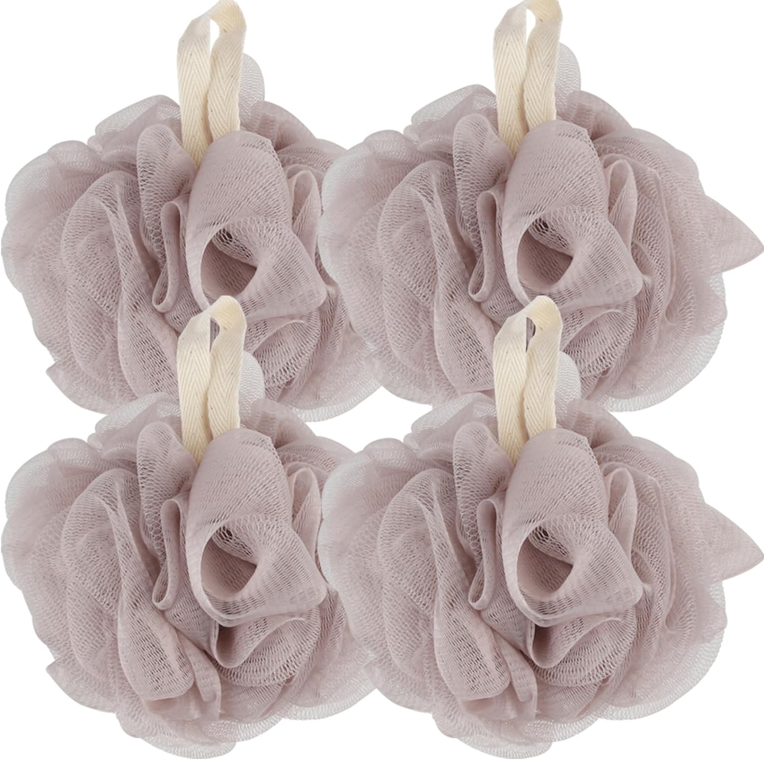 Fu Store Loofah Sponge Shower Loofahs 50g Bath Sponges Mesh Balls 4 Colors for Body Wash Back Scrubber Bathroom Men Women - 4 Pack Scrubber Cleaning Bathing Accessories