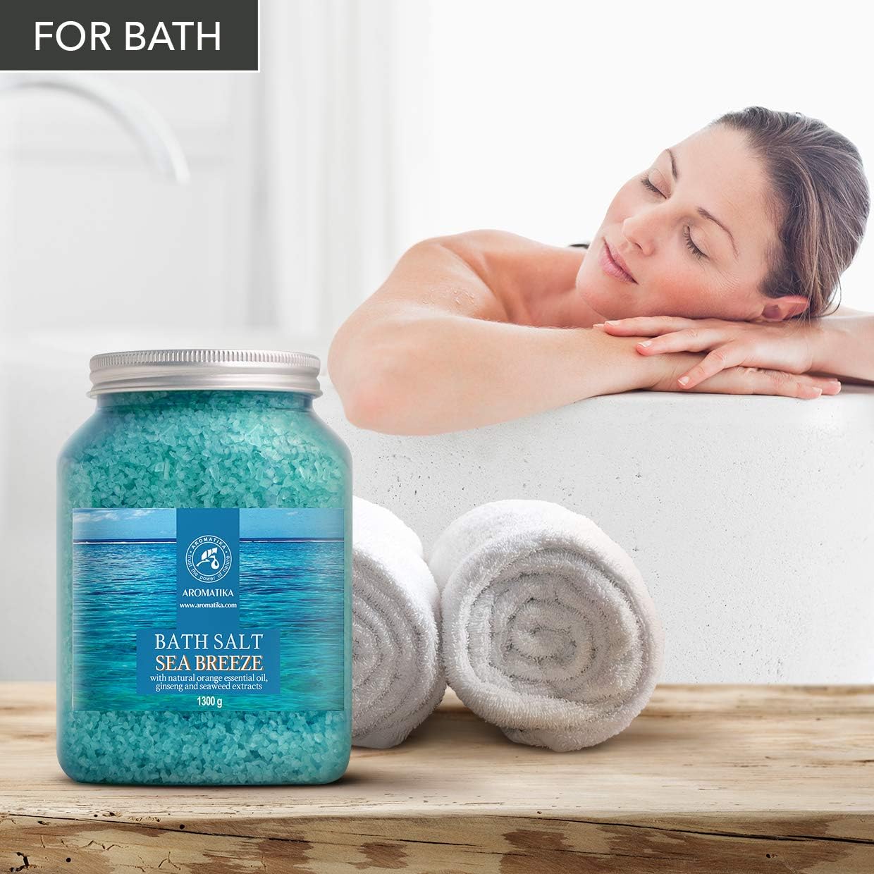 Sal marina de baño de 46 onzas, sal de brisa marina, sales marinas naturales de baño, lo mejor para un buen sueño, relajante, calmante, cuidado corporal, belleza, aromaterapia