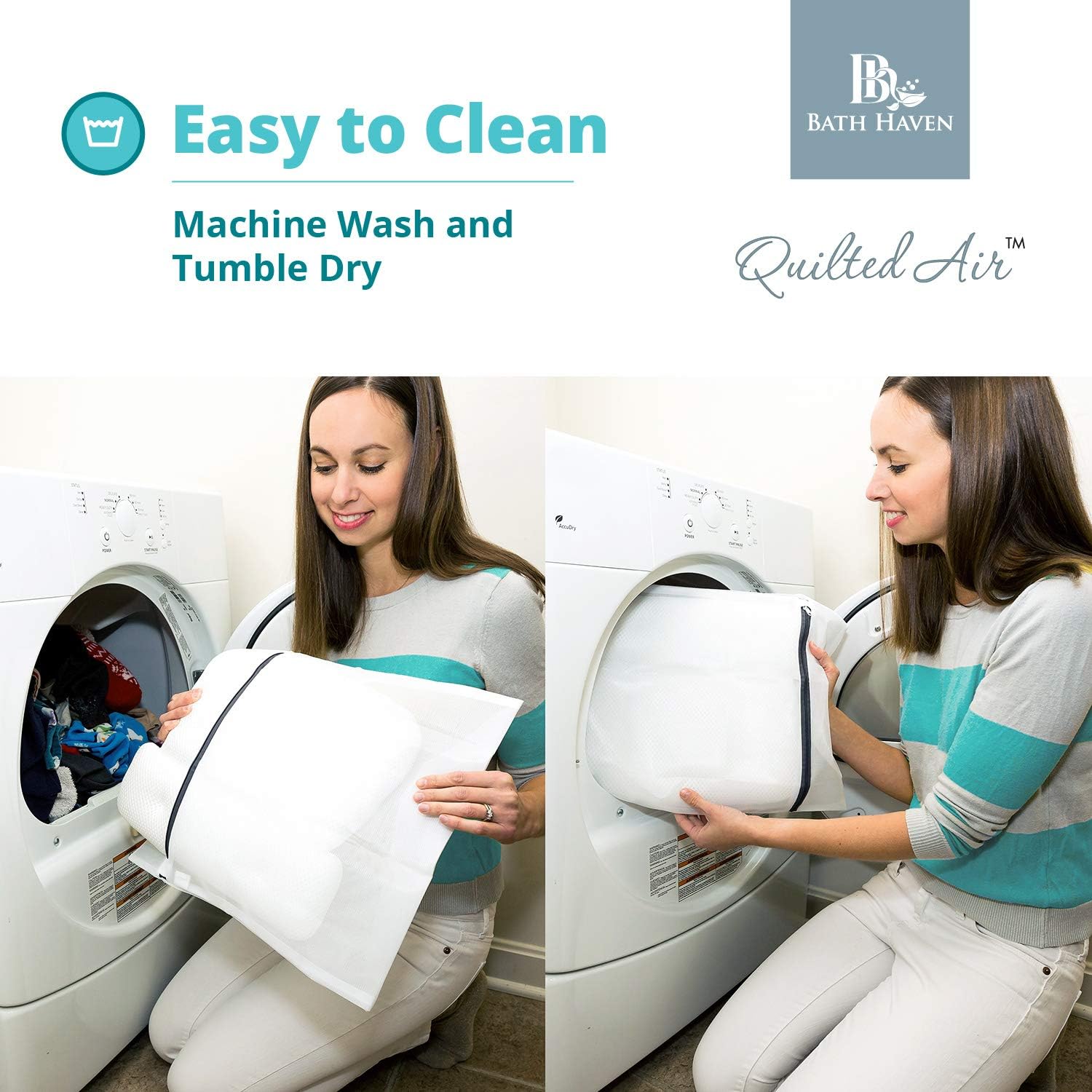 Bath Pillow Bathtub Pillow Back Neck Support Pillow, Spa Cushion for Tub, Relaxing Headrest Bath Pillow, Portable Washable Bathtub Accessories with 3D Air Mesh Thick Soft Bath Pillow, White