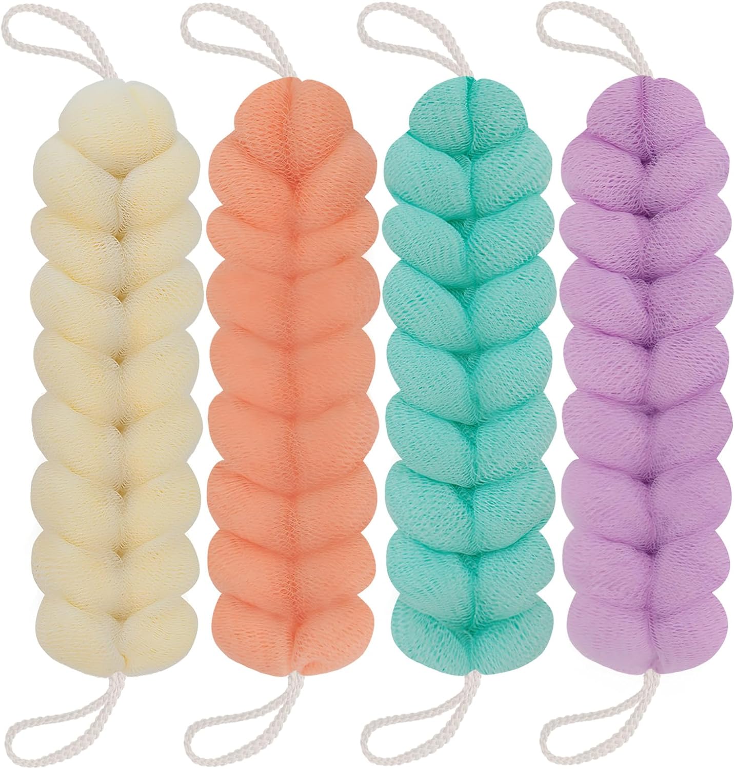 BCKENEY Bath Loofah Shower Sponge Soft Mesh Loofah Body Scrubber with Long Loofah Bath Sponge for Men Women Body Wash Exfoliator Shower Puffs