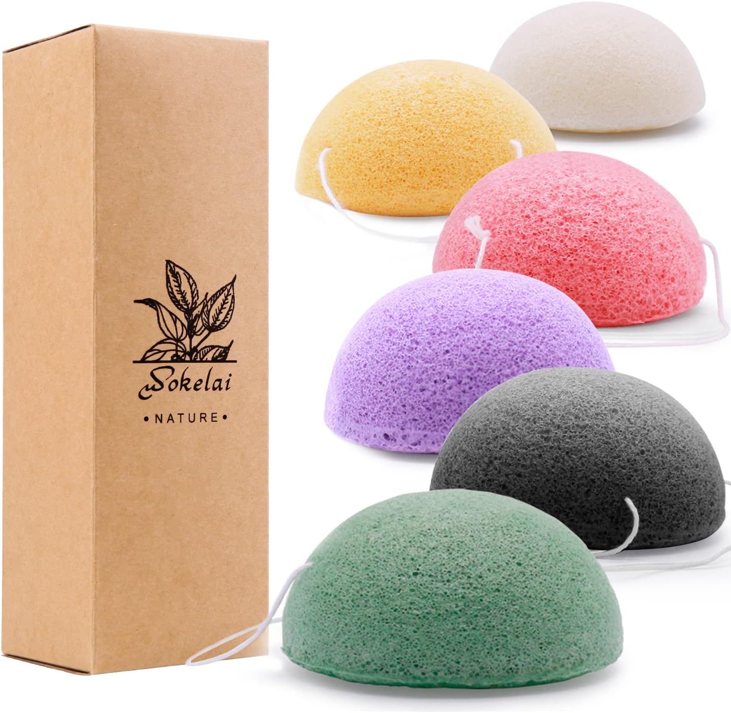Konjac Facial Sponges for Cleansing Exfoliating - Konjac Face Sponge for Washing Face Body, Organic Natural Cleaning Puff Buff Scrubber for Shower Bath SPA for Babys Men Women