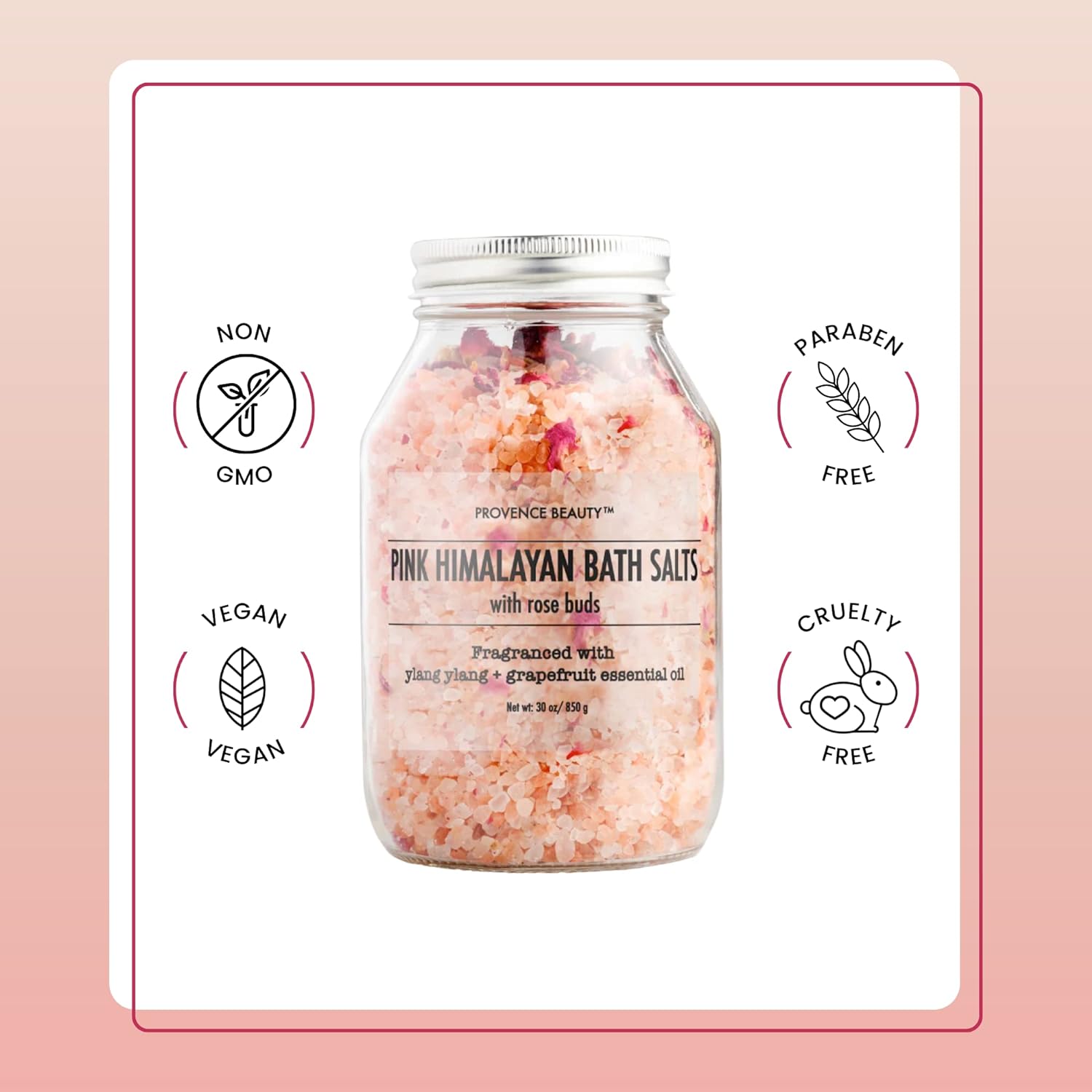 Pink Himalayan Bath Salt with Lavender - 100% Natural Aromatherapy and Relaxation - Lavender Grapefruit Essential Oil Bath Salts for Women Relaxing, Natural & Cleanse, Revitalize & Soothes Skin