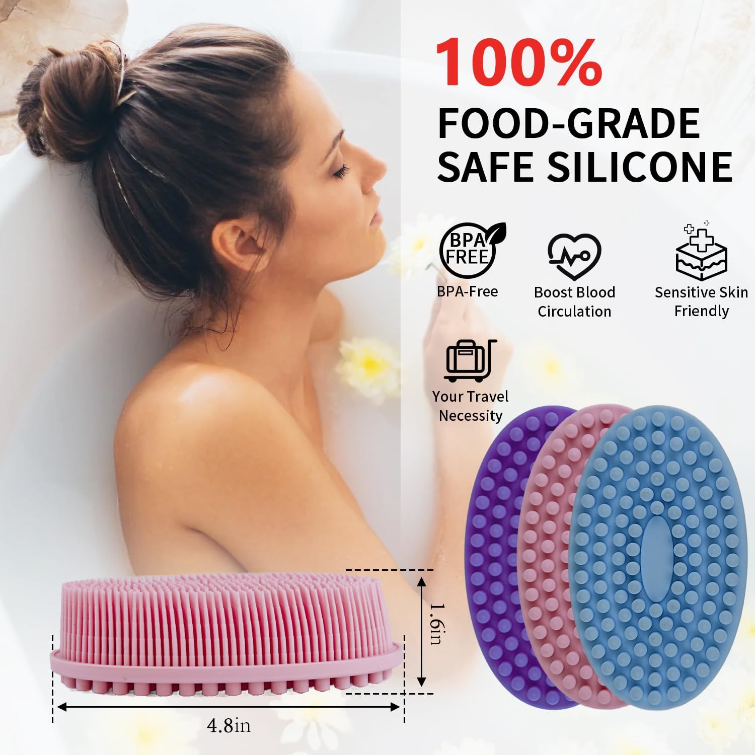 Silicone Body Scrubber, Silicone Loofah, Body Wash Scrubber, Body Scrub Brush, Body Scrubbers for Use in Shower, Silicone Loofah Body Scrubber, Exfoliating Body Scrubber Mens Women, Gifts for Mens