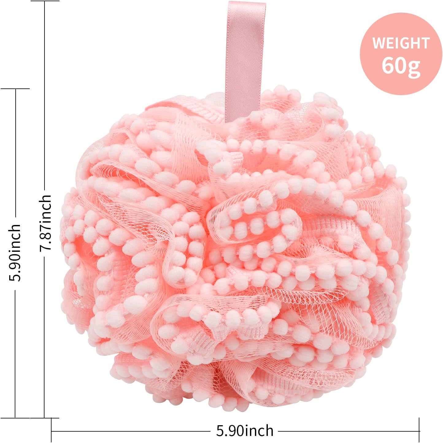 BCKENEY Bath Shower Sponge Soft Mesh Poufs Shower Loofah Ball Body Wash Scrubber Bath Sponge for Women and Men Soothing Face & Body Exfoliator (2Pcs 60G Luxury)