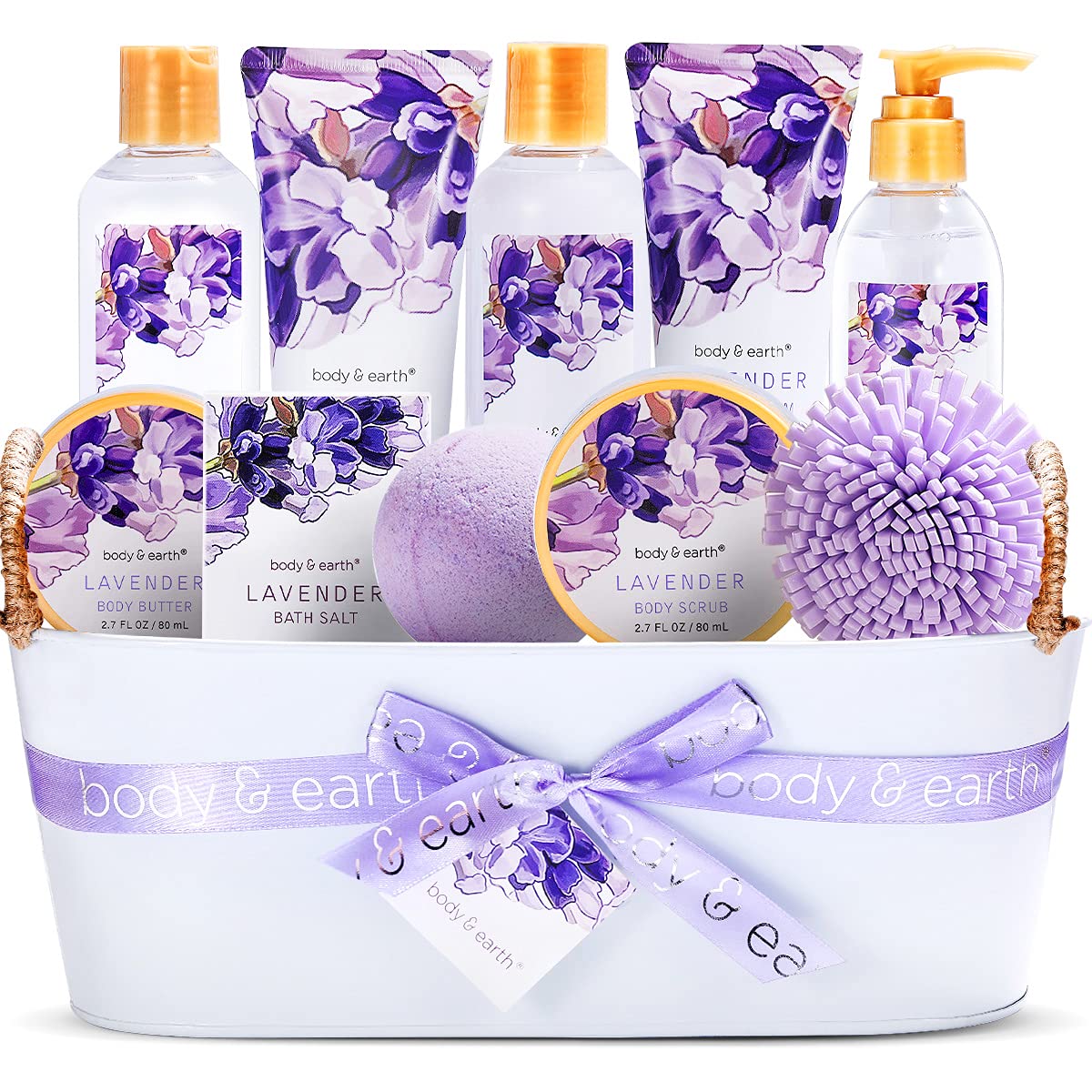 Bath and Body Gift Basket Body & Earth 10 Piece Set Lily Home Spa Set for Women