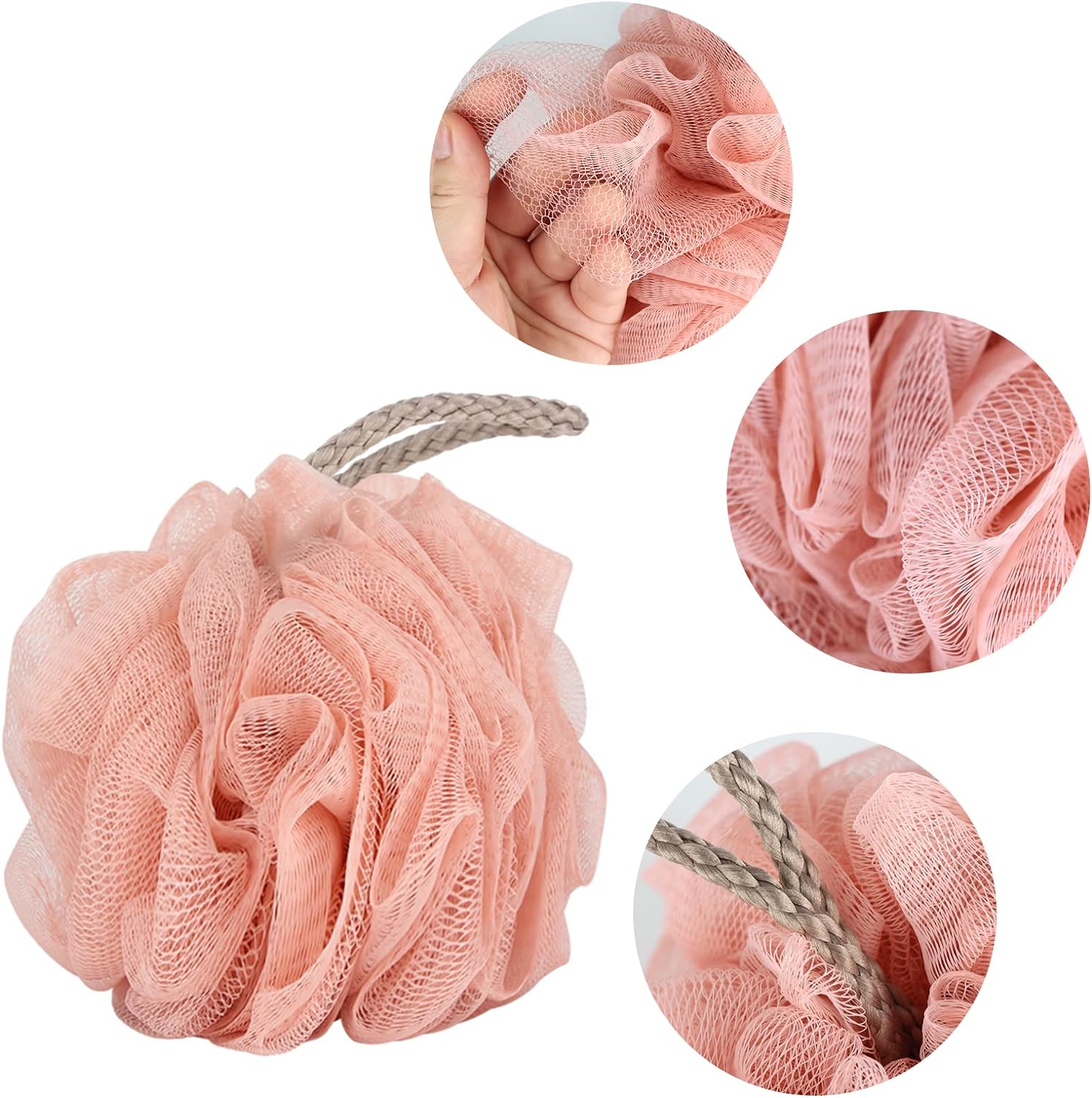 Fu Store Loofah Sponge Shower Loofahs 50g Bath Sponges Mesh Balls 4 Colors for Body Wash Back Scrubber Bathroom Men Women - 4 Pack Scrubber Cleaning Bathing Accessories