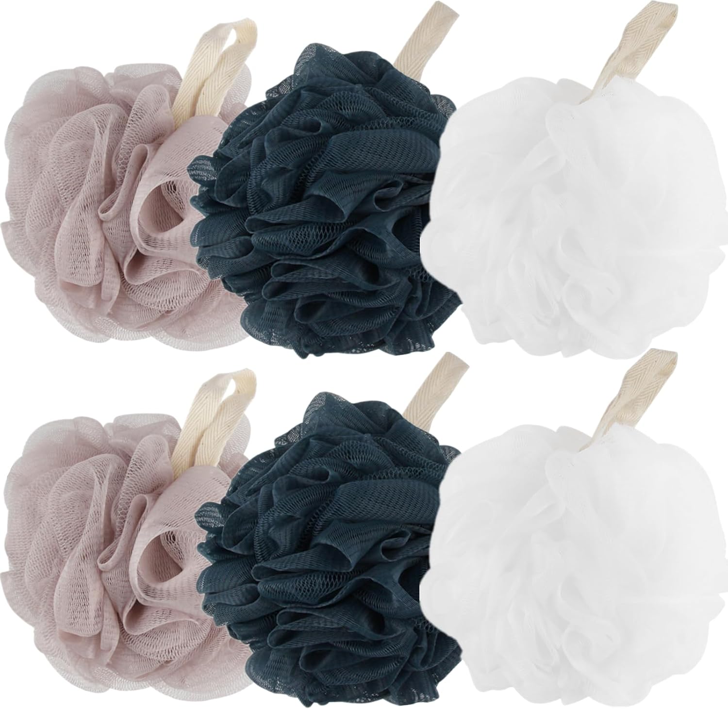 Fu Store Loofah Sponge Shower Loofahs 50g Bath Sponges Mesh Balls 4 Colors for Body Wash Back Scrubber Bathroom Men Women - 4 Pack Scrubber Cleaning Bathing Accessories