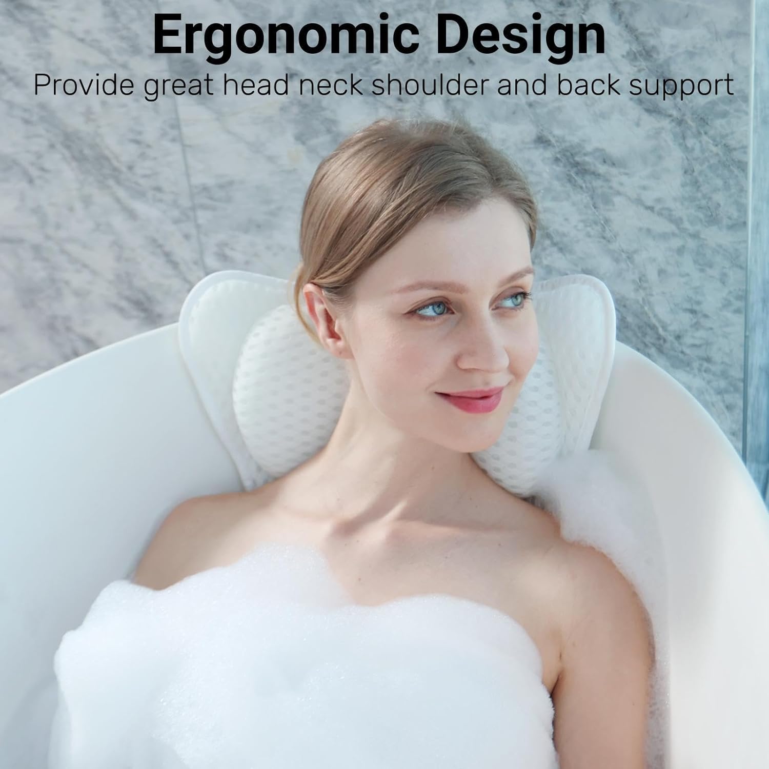 CAICFYIN Soft and Elastic Bath Pillow for Tub Neck and Back Support,Bathtub Pillow Bath Pillow for Tub,Ergonomic Design Luxurious Spa Bath Tub Pillow for Men and Women