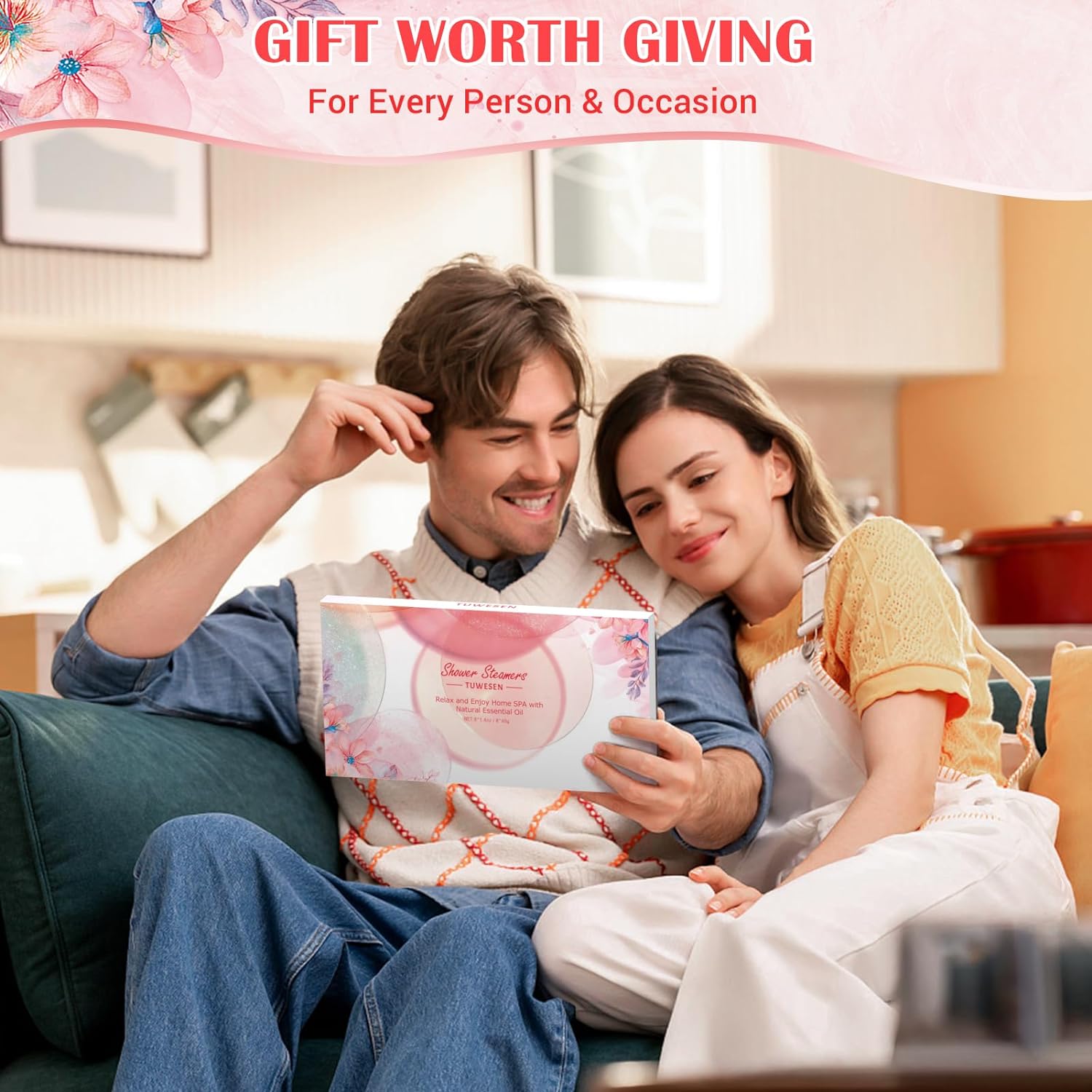 TUWESEN Shower Steamers Aromatherapy, SPA Kit, 8 PCS Shower Steamers for Women, Shower Bombs with Essential Oils-Self Care & Relaxation Birthday Gifts for Women and Men. Purple Romantic Set