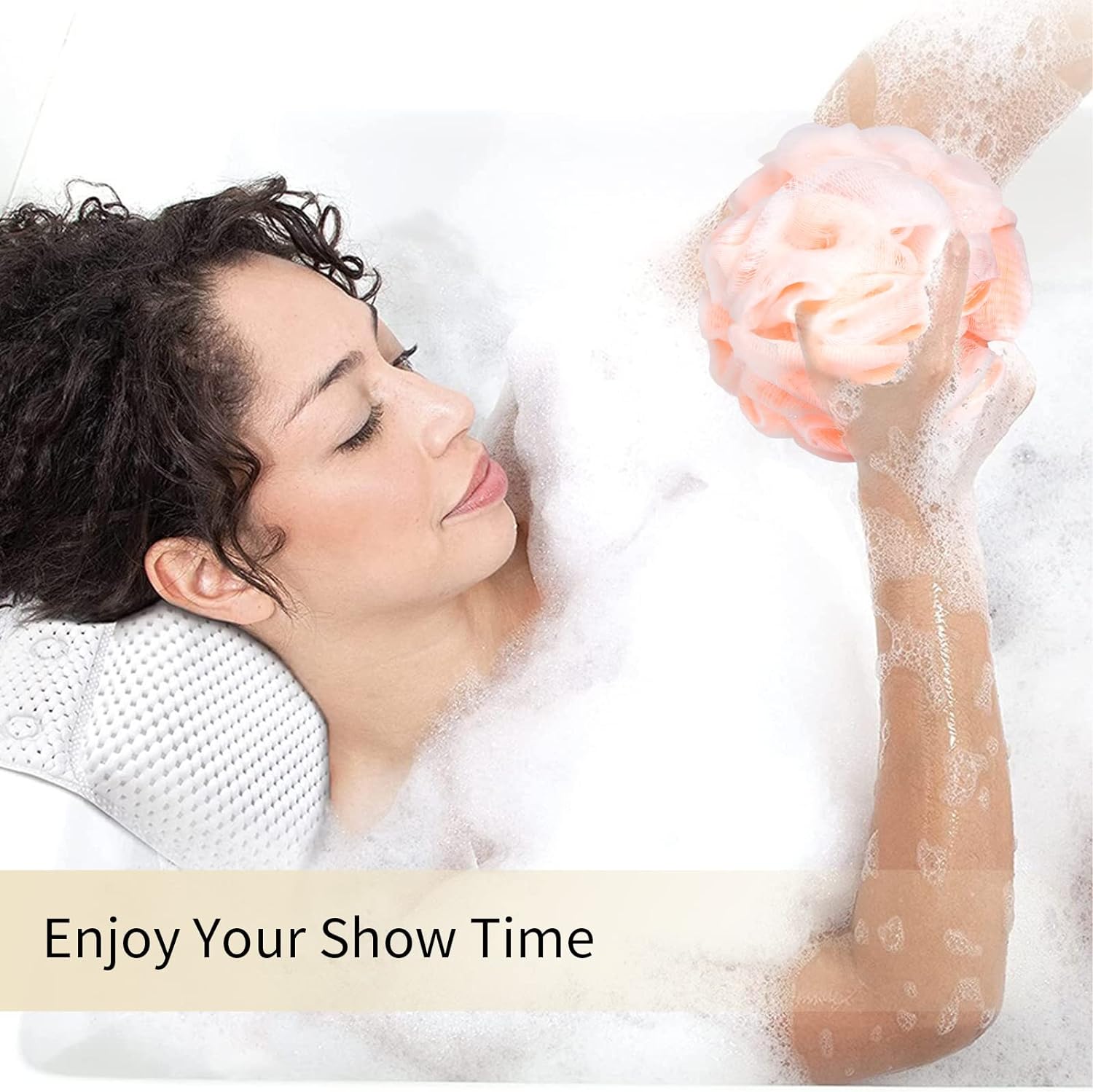 FARMOGA Bath Loofah Sponge Body Scrubber Shower Sponge Exfoliating Mesh Pouf Shower Ball Bath Sponges for Women and Men Bathing Accessories (4Pack 50G Dual Color)