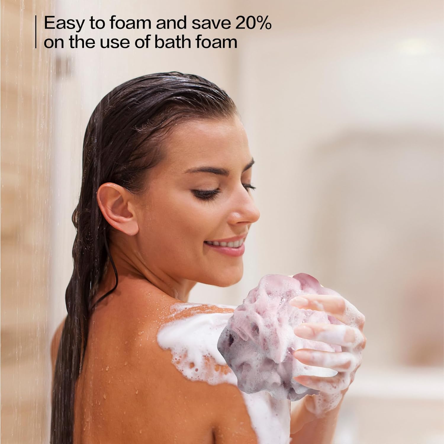 Fishent Loofah Bath Sponge Shower Loofahs, 4 Pack Soft Loofa Exfoliating Body Scrubber Mesh Shower Puff Pouf Ball Luffa for Men and Women(50g/pcs)